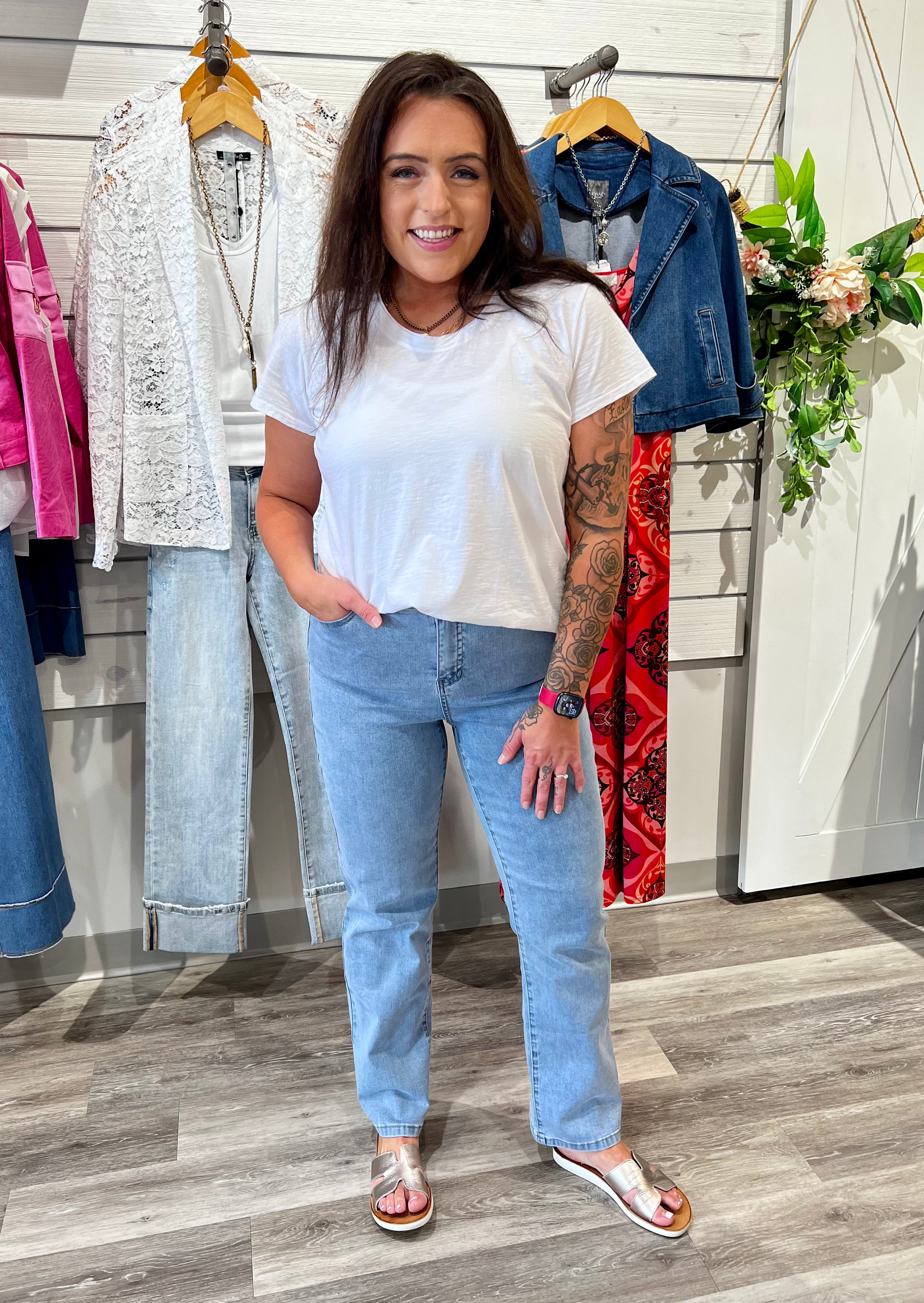 Discover timeless style and ultimate comfort this spring with these Charlotte Straight Leg Jeans. Perfectly fitting with a classic design, they're a wardrobe essential. Made to move with you, these light blue jeans are perfect for adding a touch of class to any outfit.