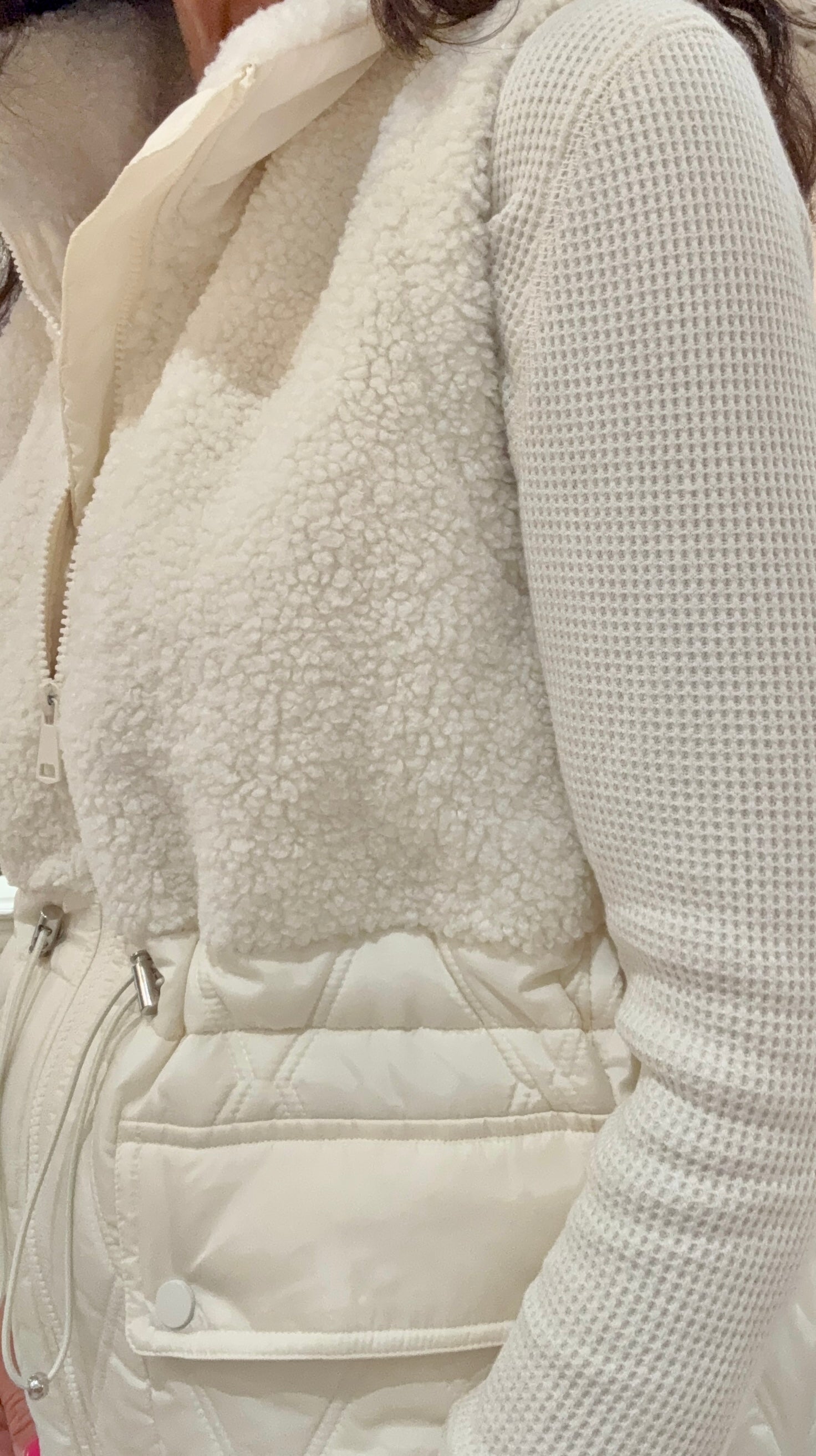 Sleeveless Mix Media Sherpa Vest