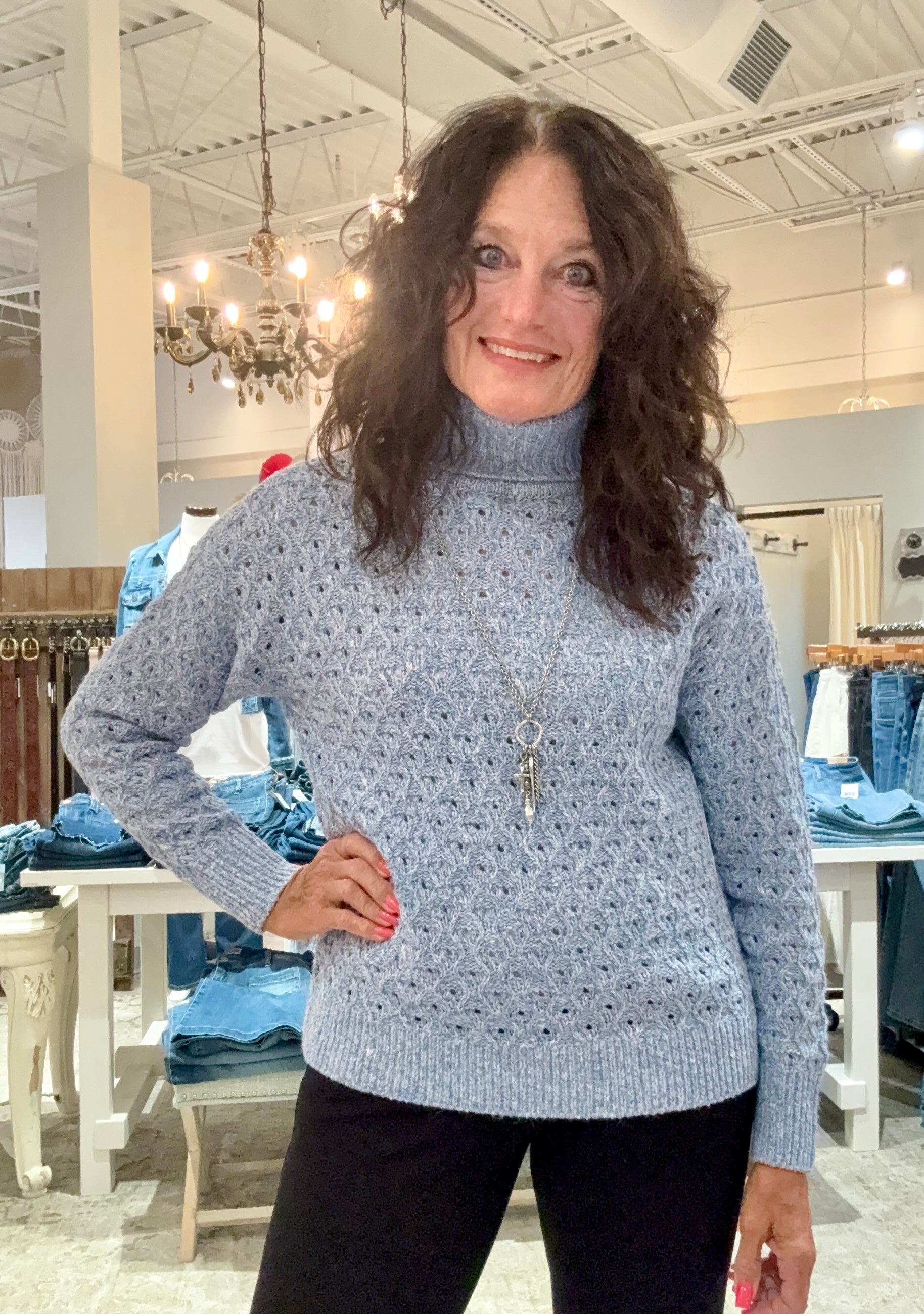 Turtleneck Sweater with Puff Sleeve