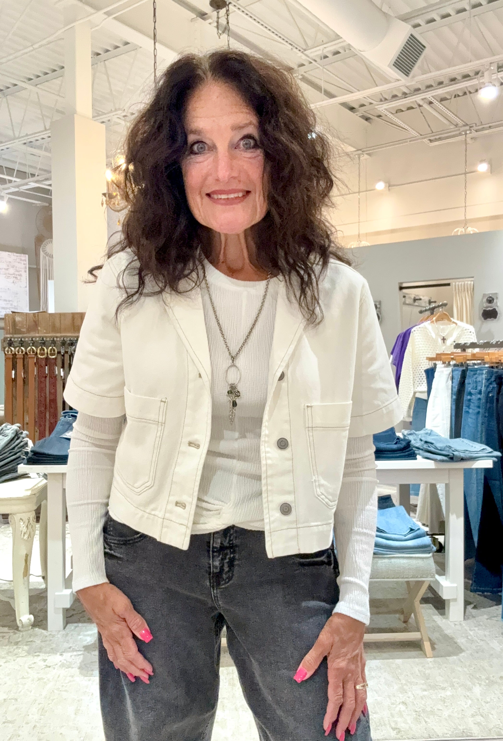 Short Sleeve Button Jacket