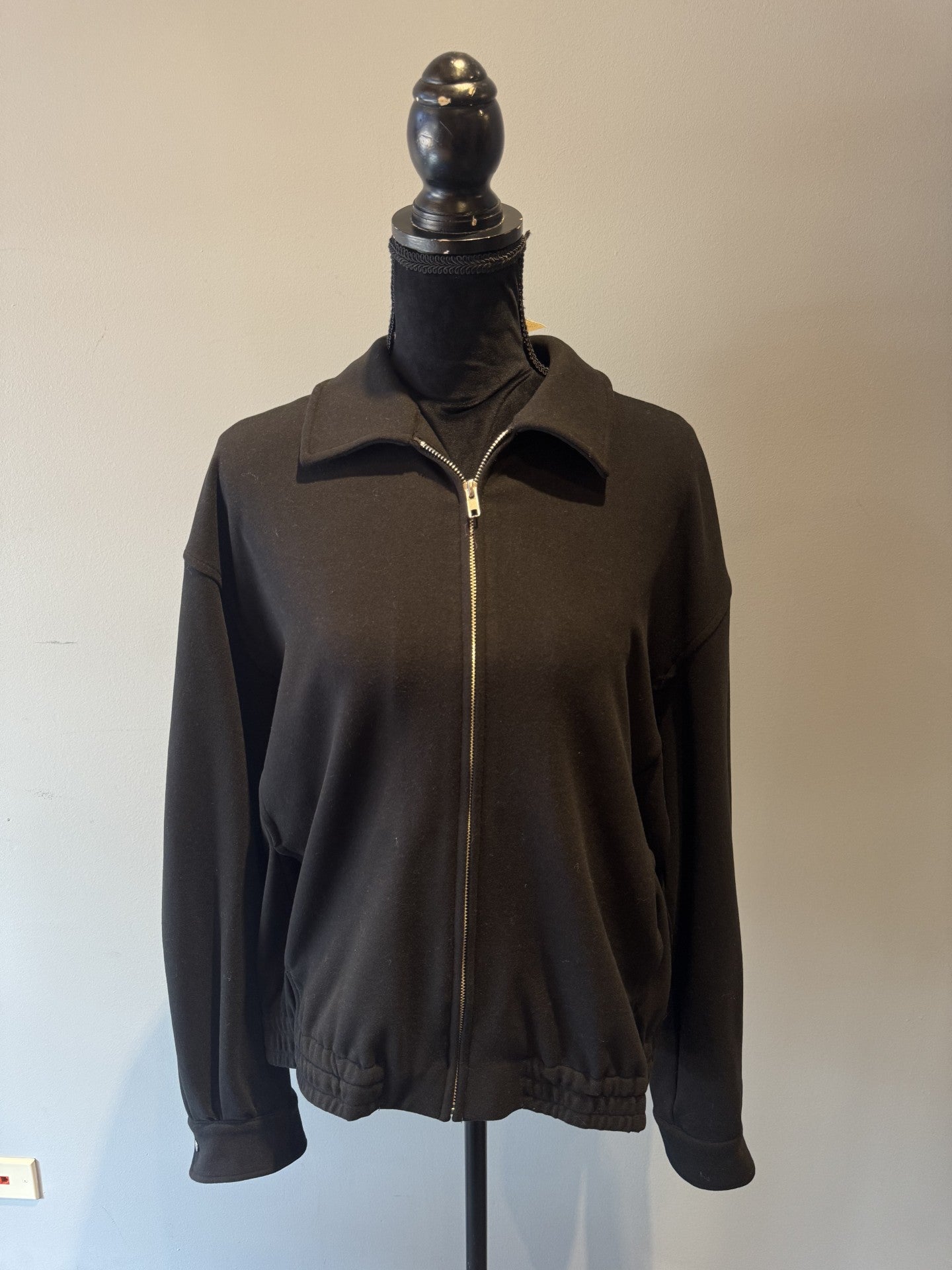 Zip Up Collard Jacket with Elastic Waist