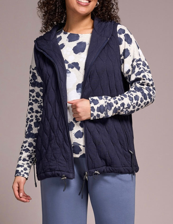Vest with Zip Front and Hood- Sapphire