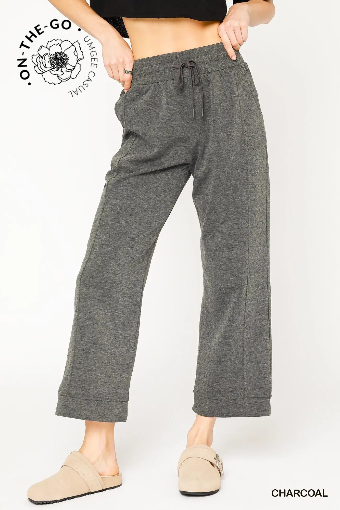 Luxeknit On-The-Go Straight Leg Pants- charcoal