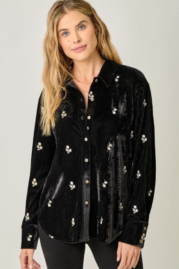 Embroidery Velvet Shirt