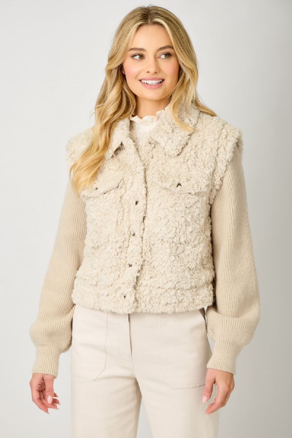 Mixed Media Sweater Jacket