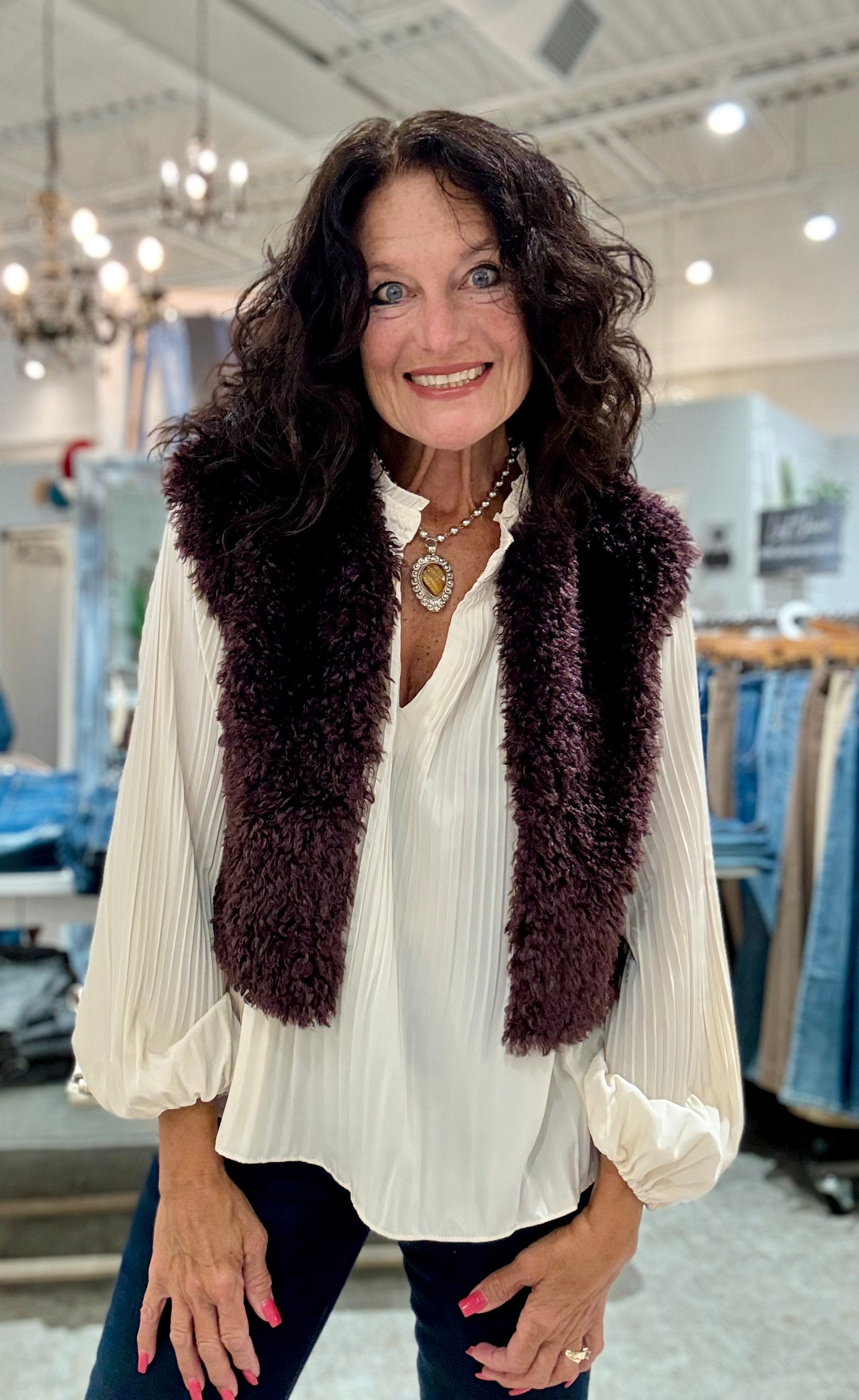 Caroline Short Fuzzy Vest