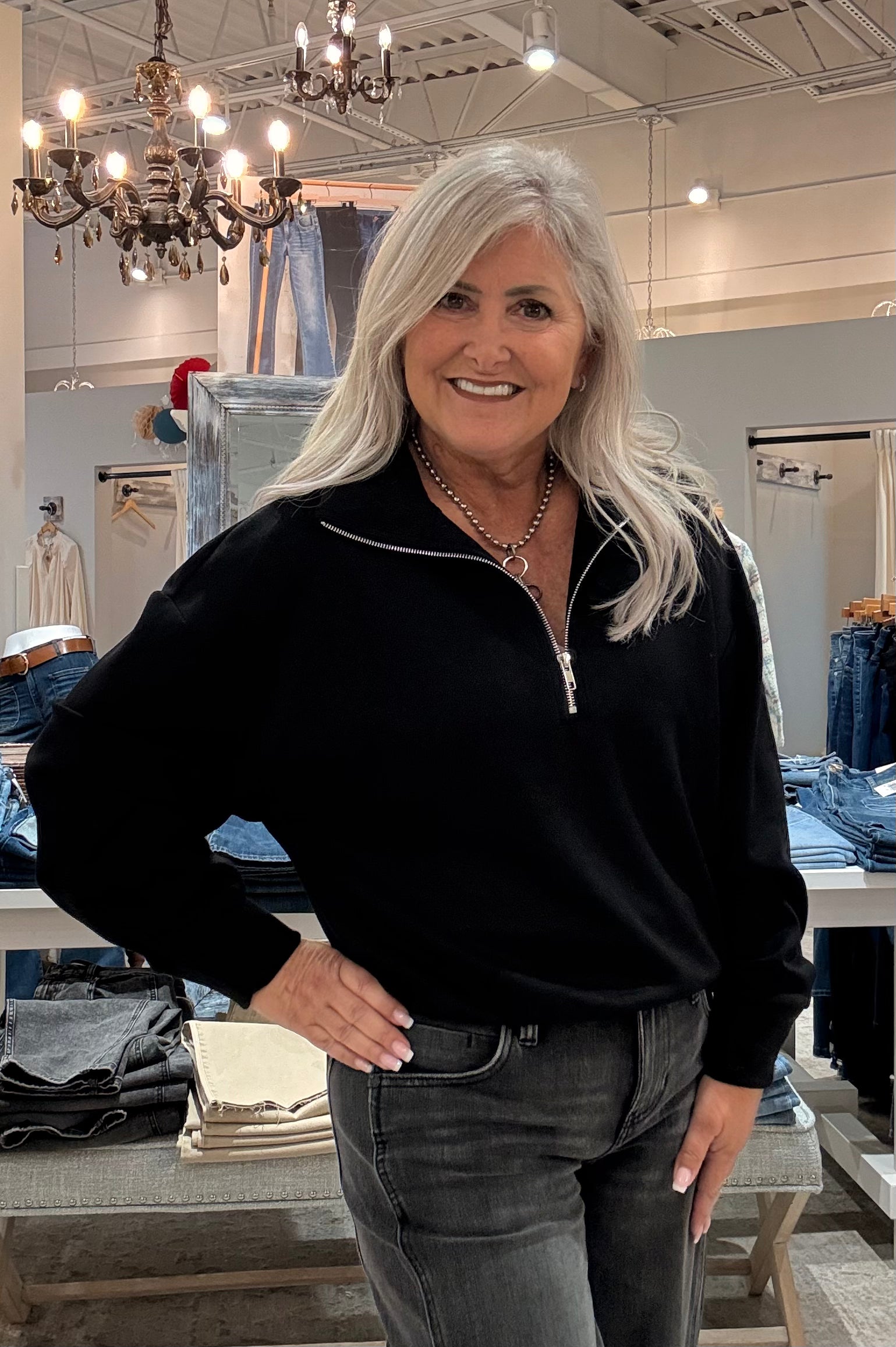 Pullover Luxe Knit 1/4 Neck Zip Top