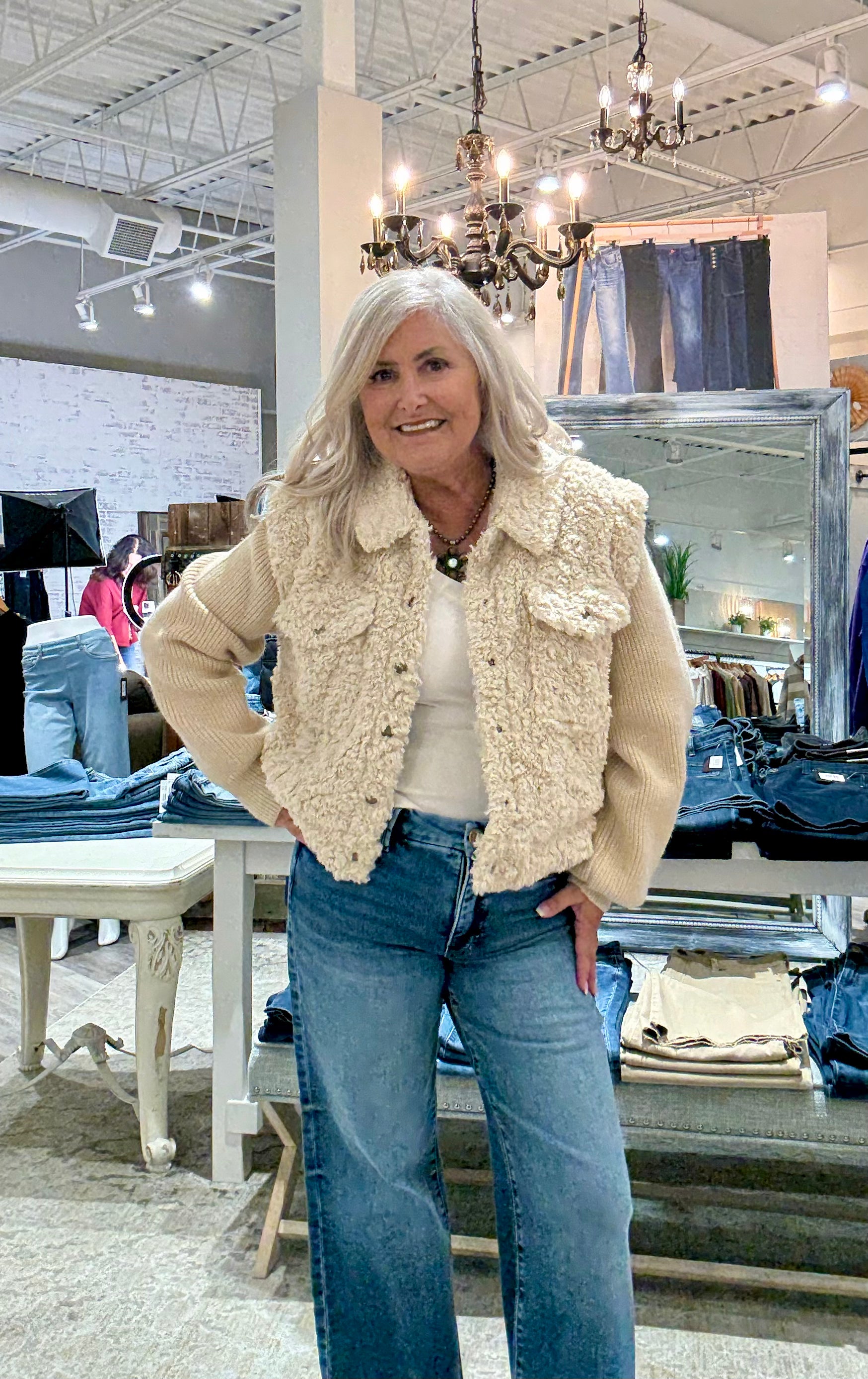 Mixed Media Sweater Jacket