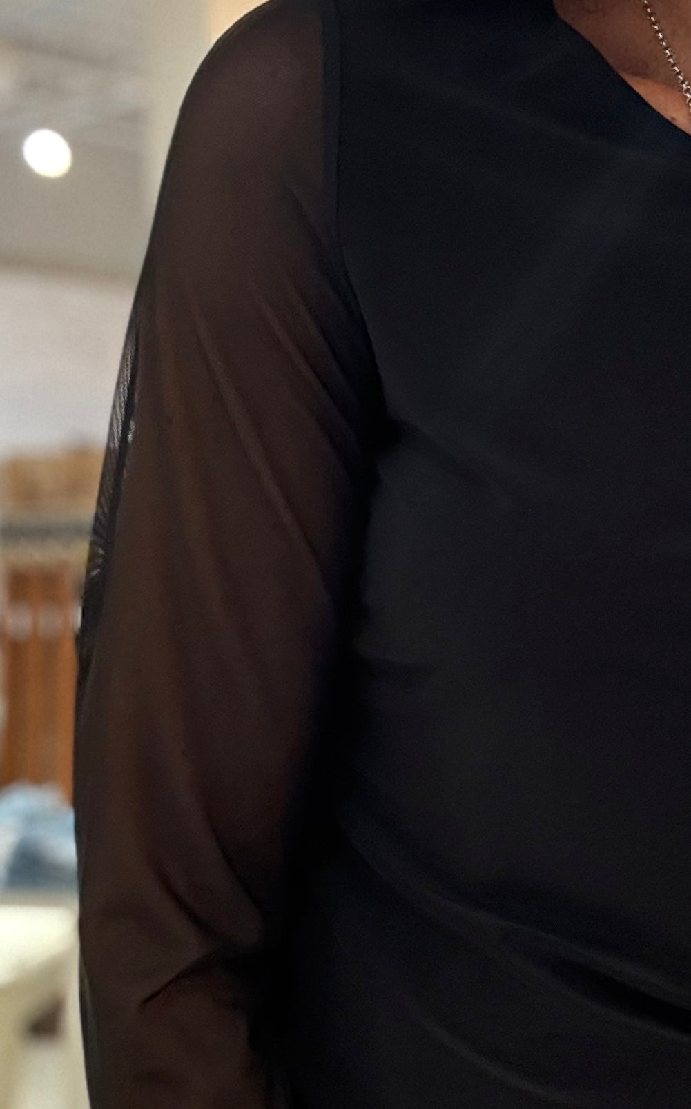 Mesh Sleeve Soft Knit Top