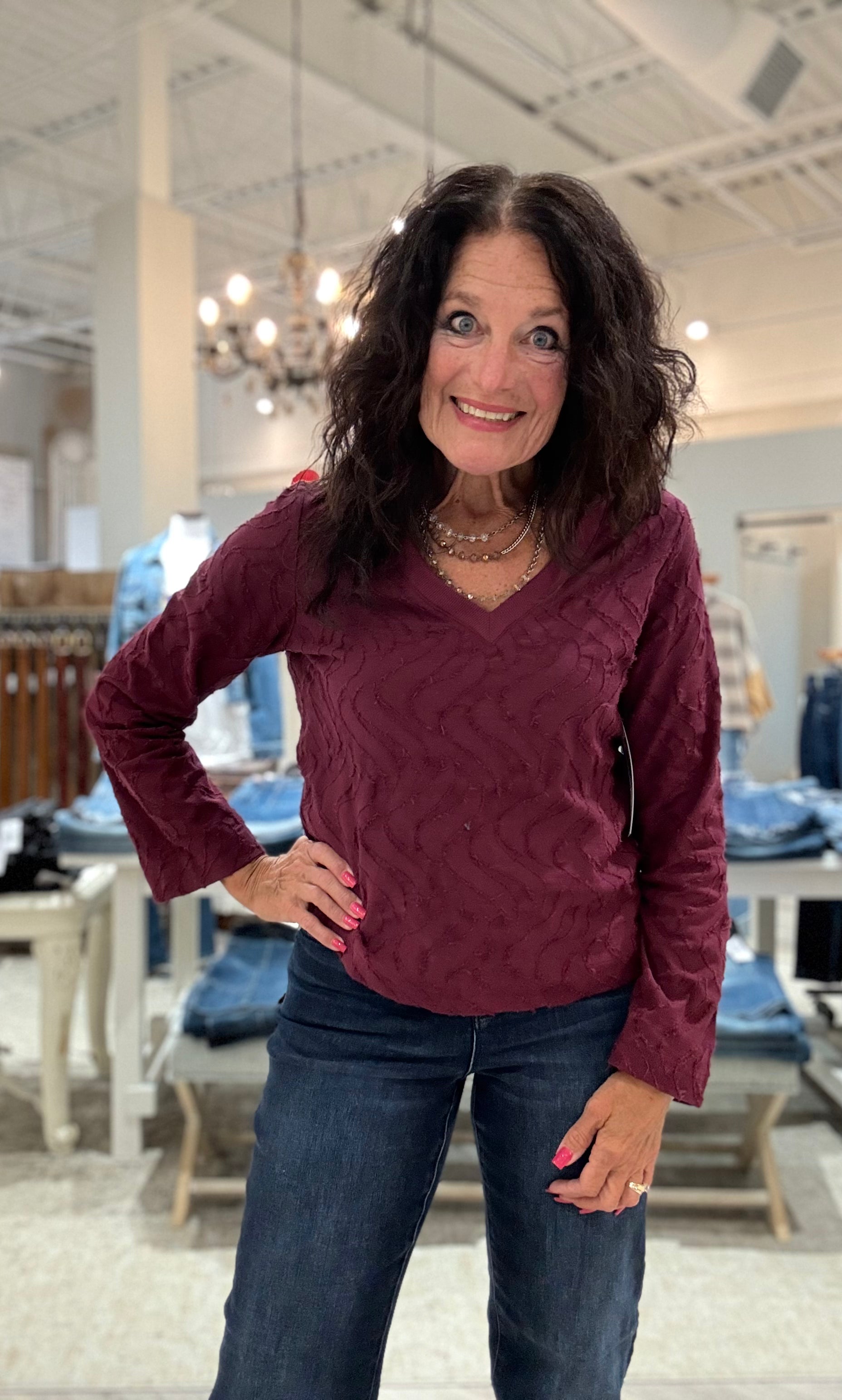 Long Sleeve V-Neck Top