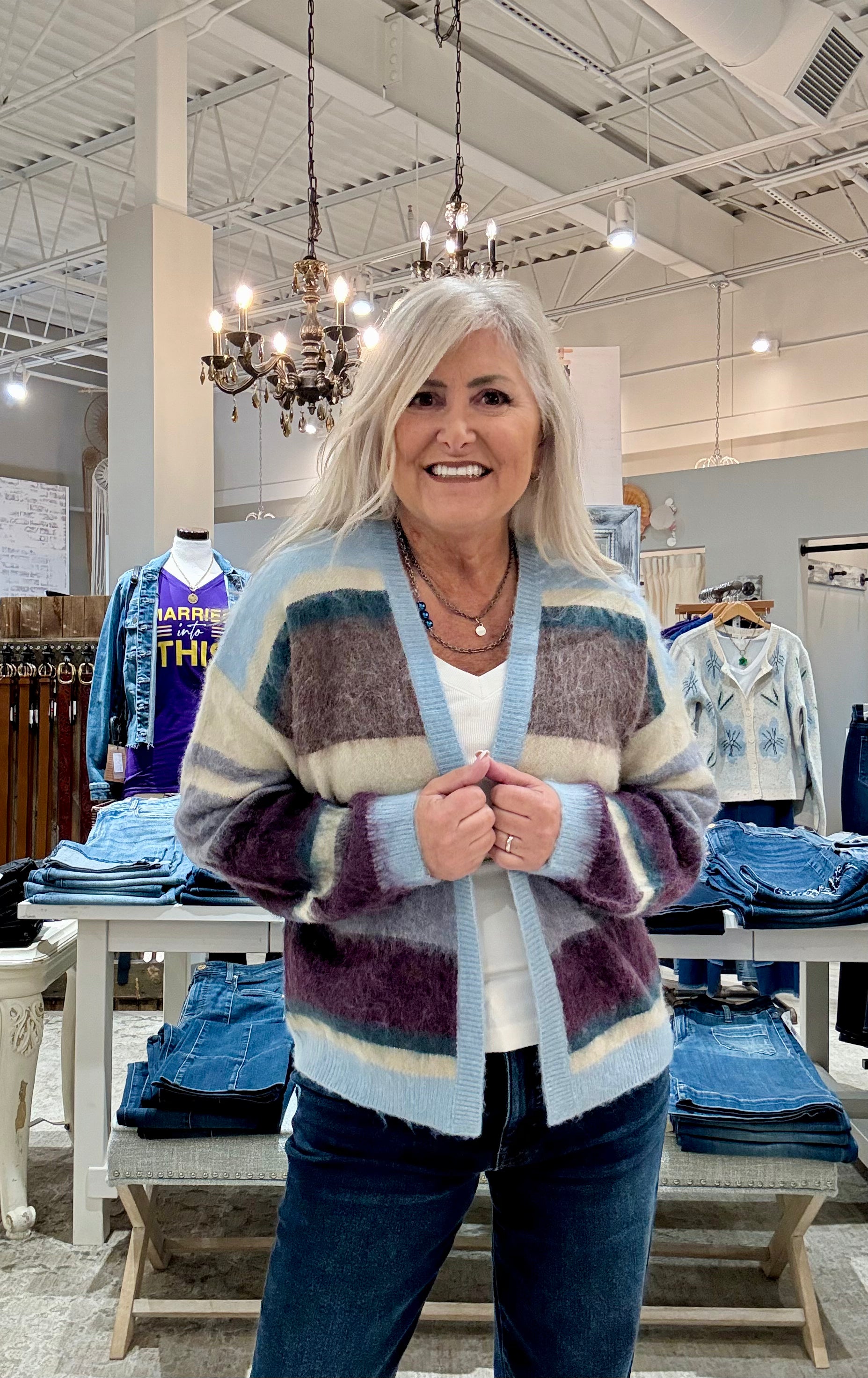 Color Blocked Open Sweater Cardigan