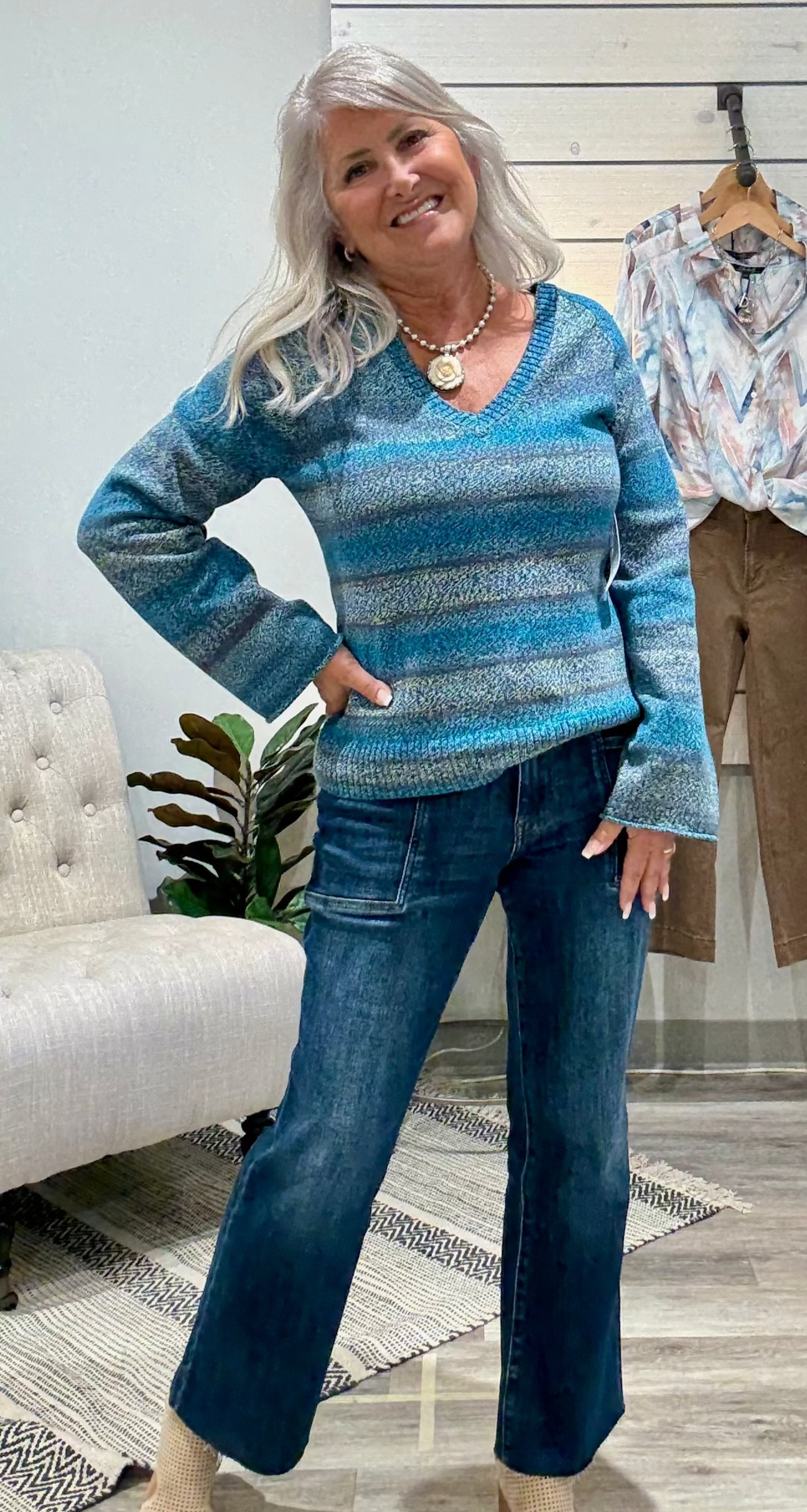 Kelsey High Rise Raw Hem Flare Denim