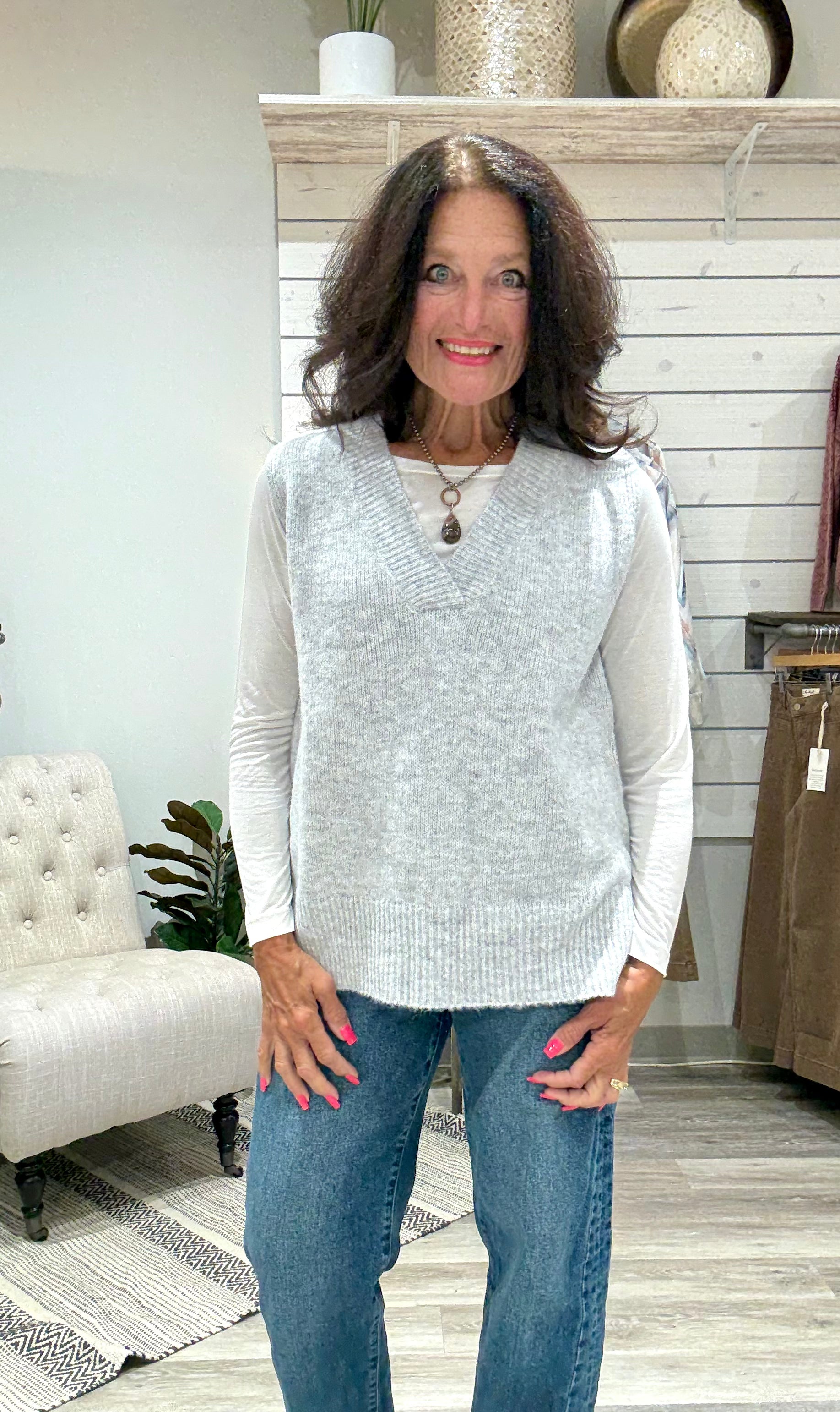 Menswear Sweater Vest- grey