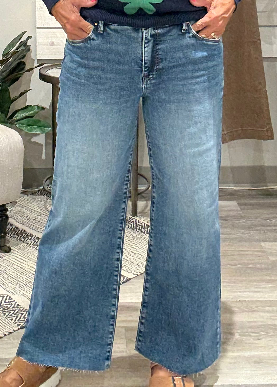 Meg High Rise Wide Leg Raw Hem Denim