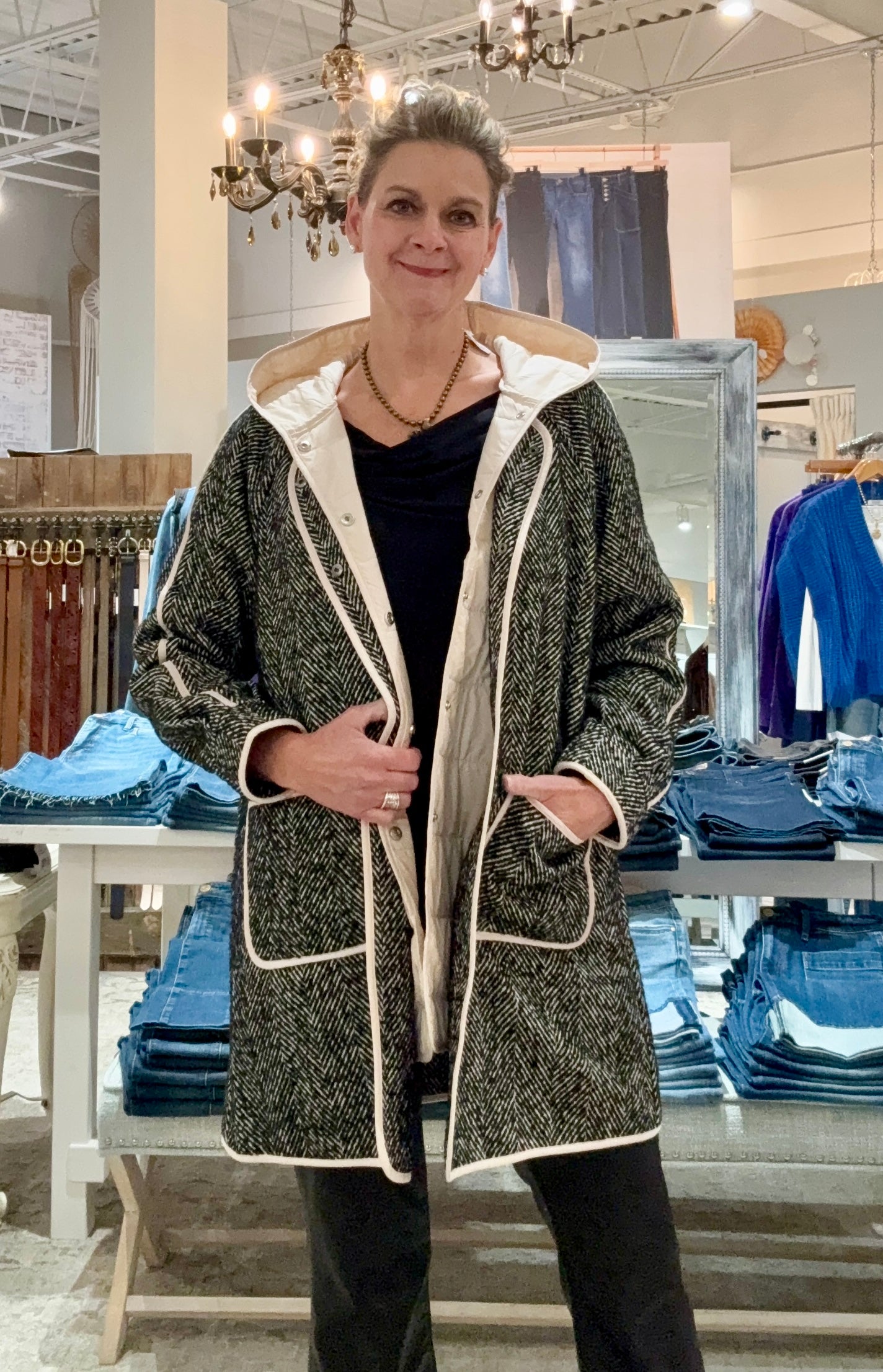 Long Sleeve Double Layer Coat with Pockets