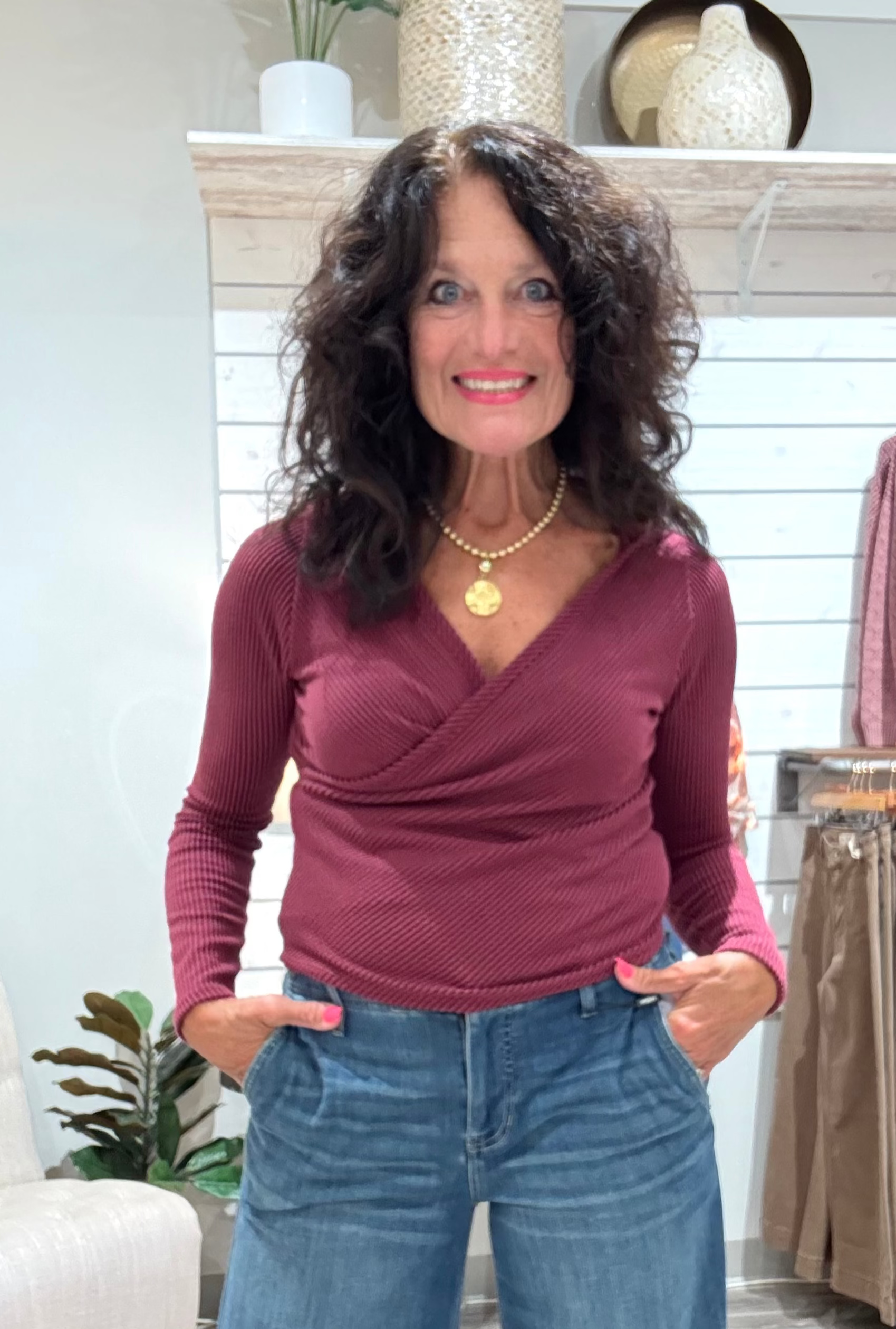 Urban Ribbed Danielle Top Kylie Paige- wine