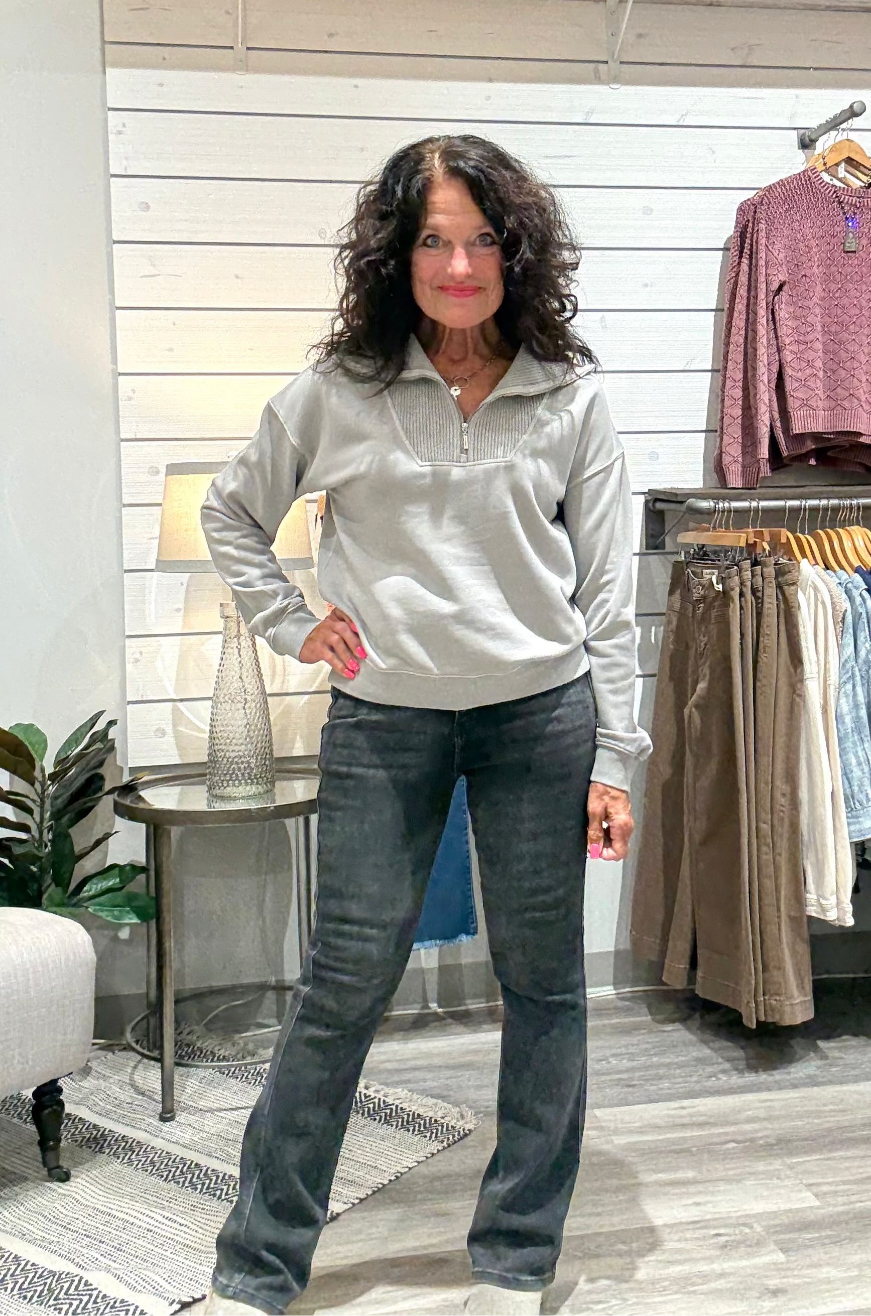 High Waist Bootcut Denim- black wash