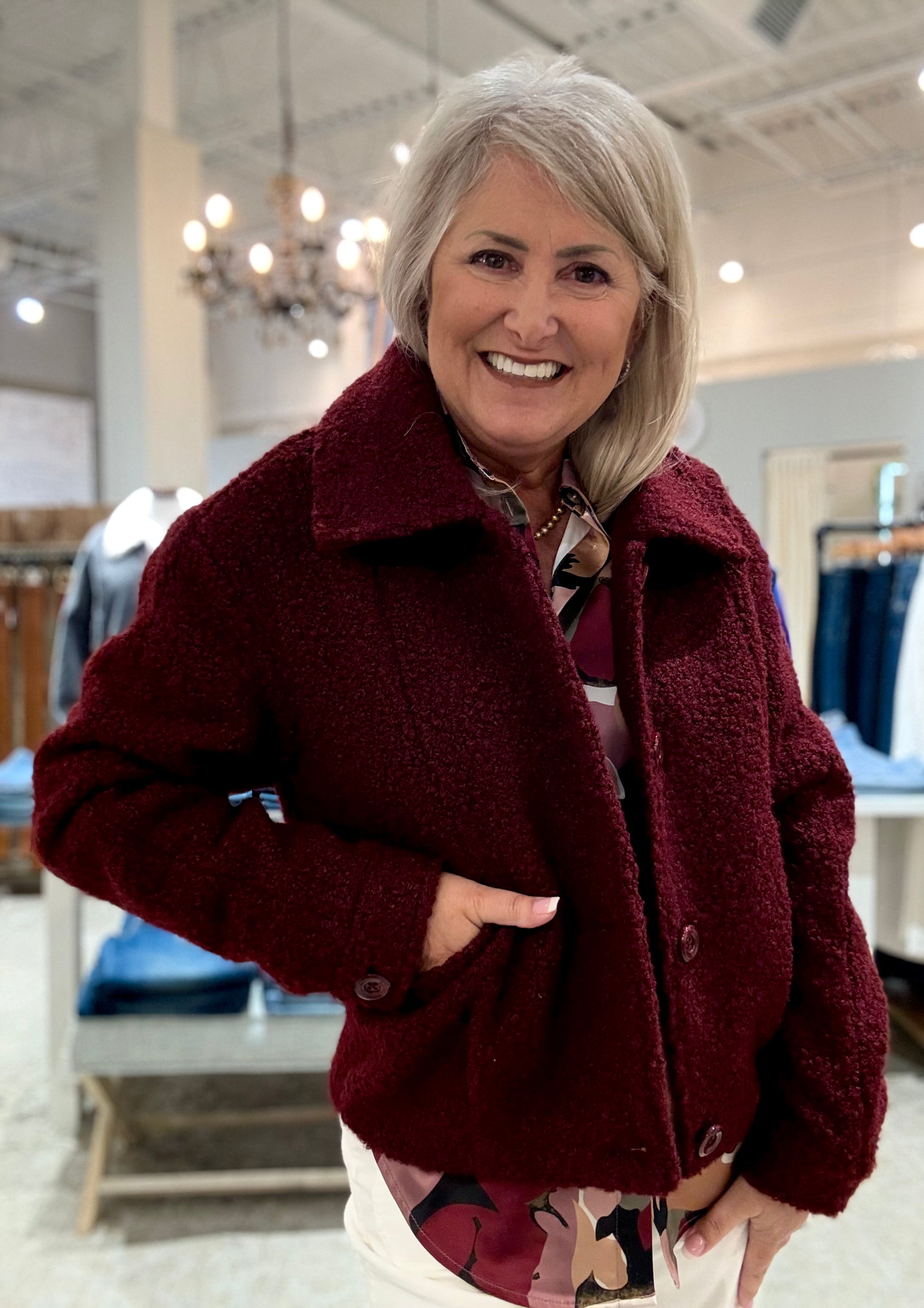 Button Front Boucle Jacket