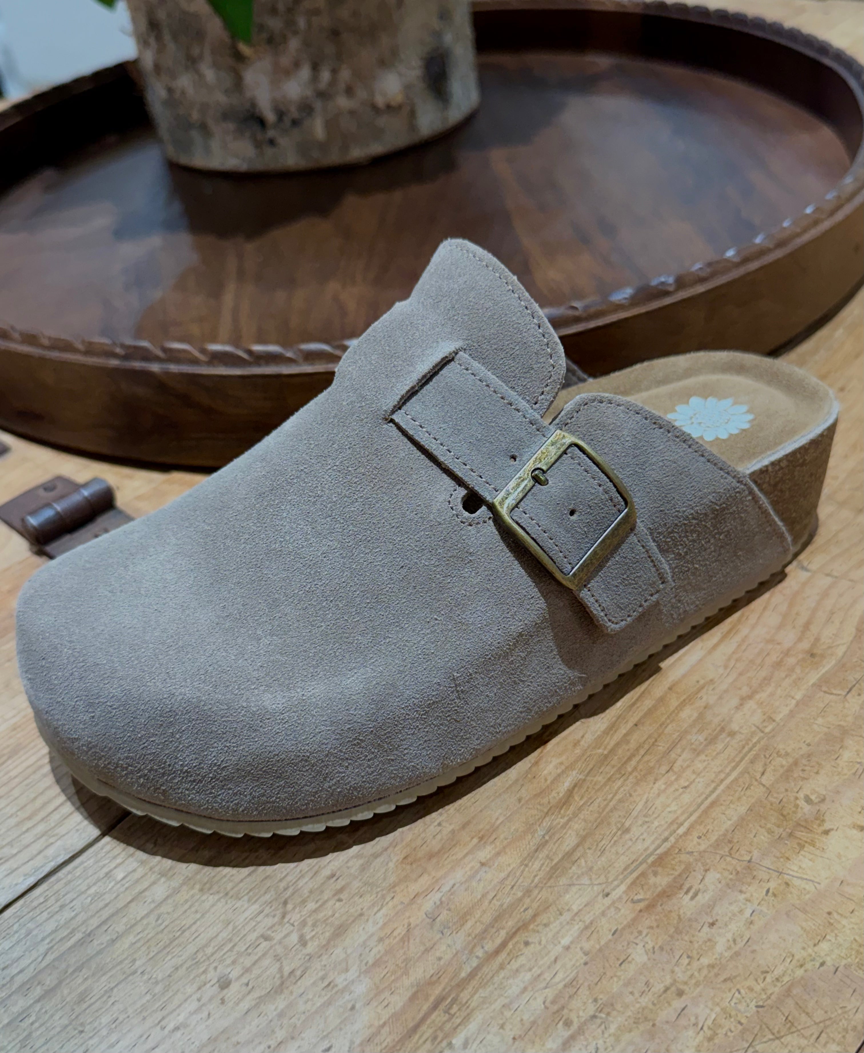 Maire Flatform Clog Genuine Leather- taupe