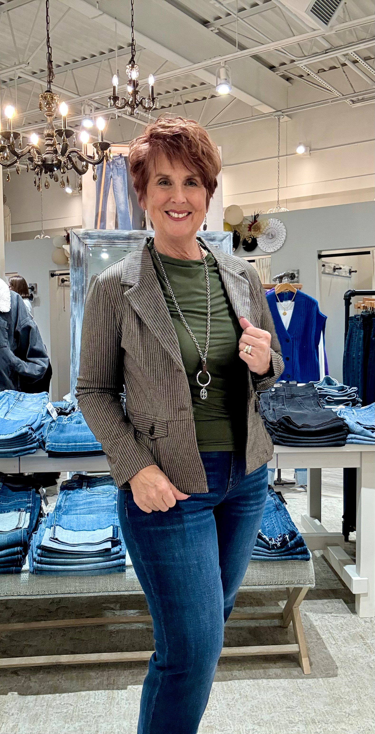 Long Sleeve Mock Neck Knit Top with Shirring