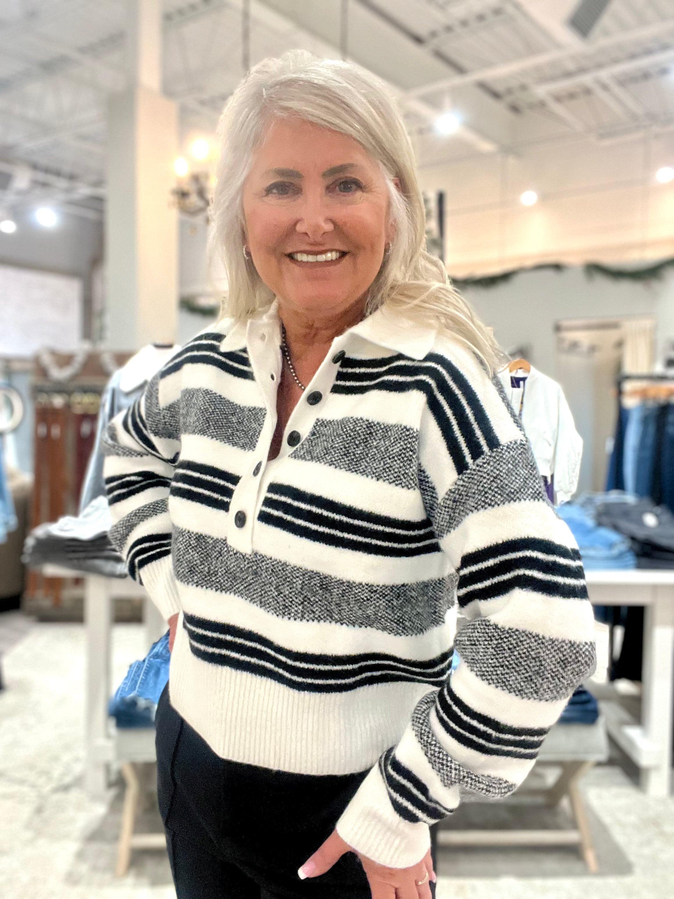 Lilia Button Front Long Sleeve Sweater