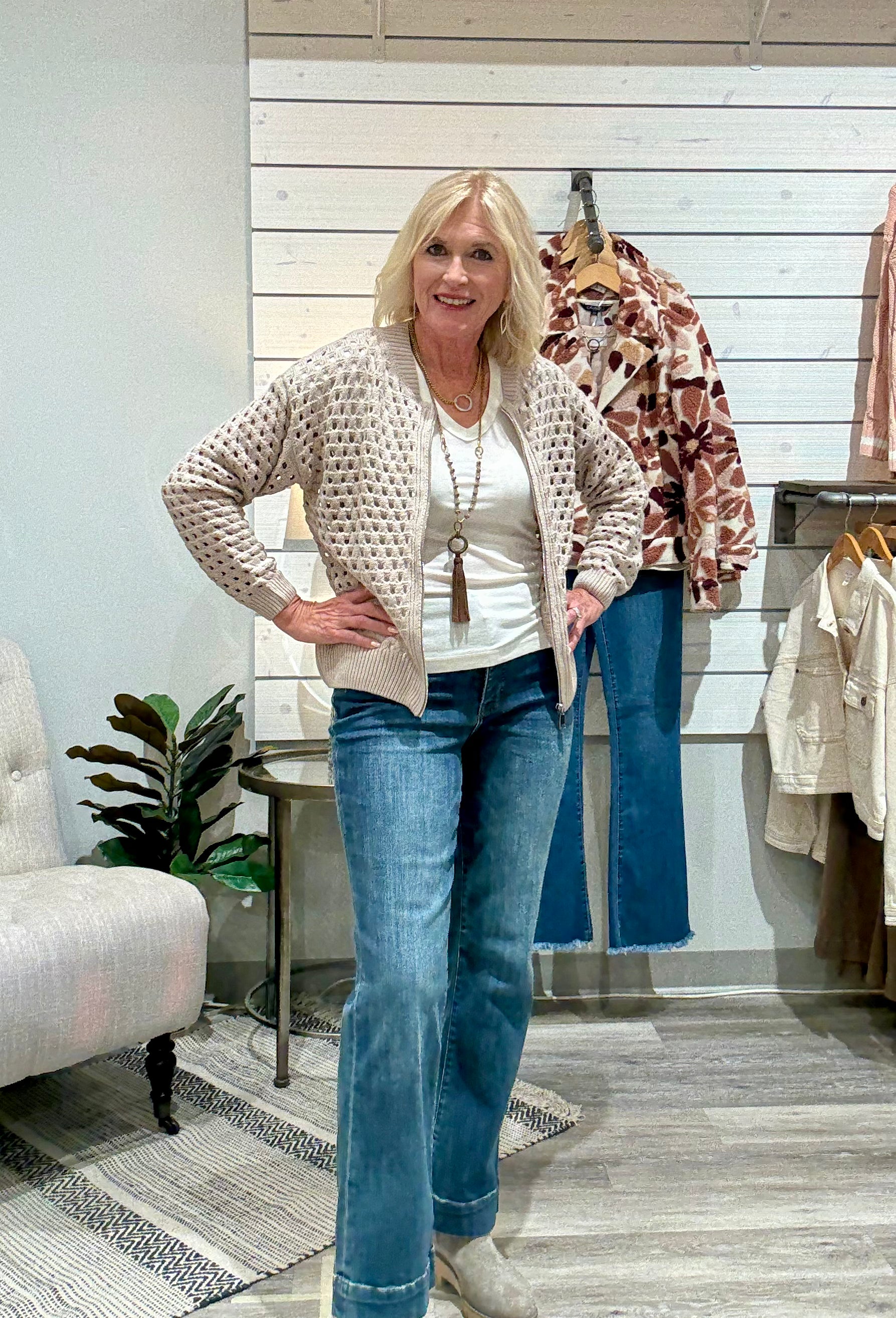 Kelsey High Rise Ankle Flare with Wide Hem Denim