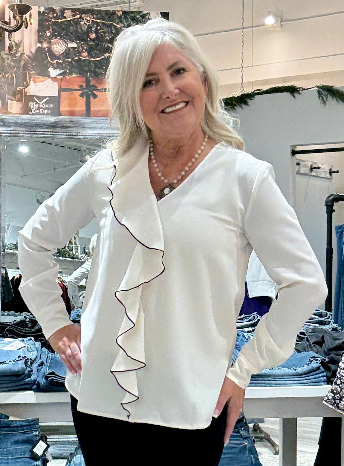 Marianne V-Neck Ruffle Blouse