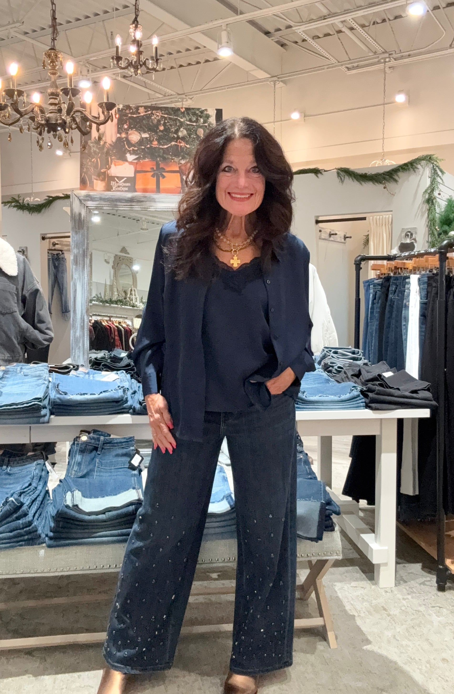 Woven Tank with Lace Trim