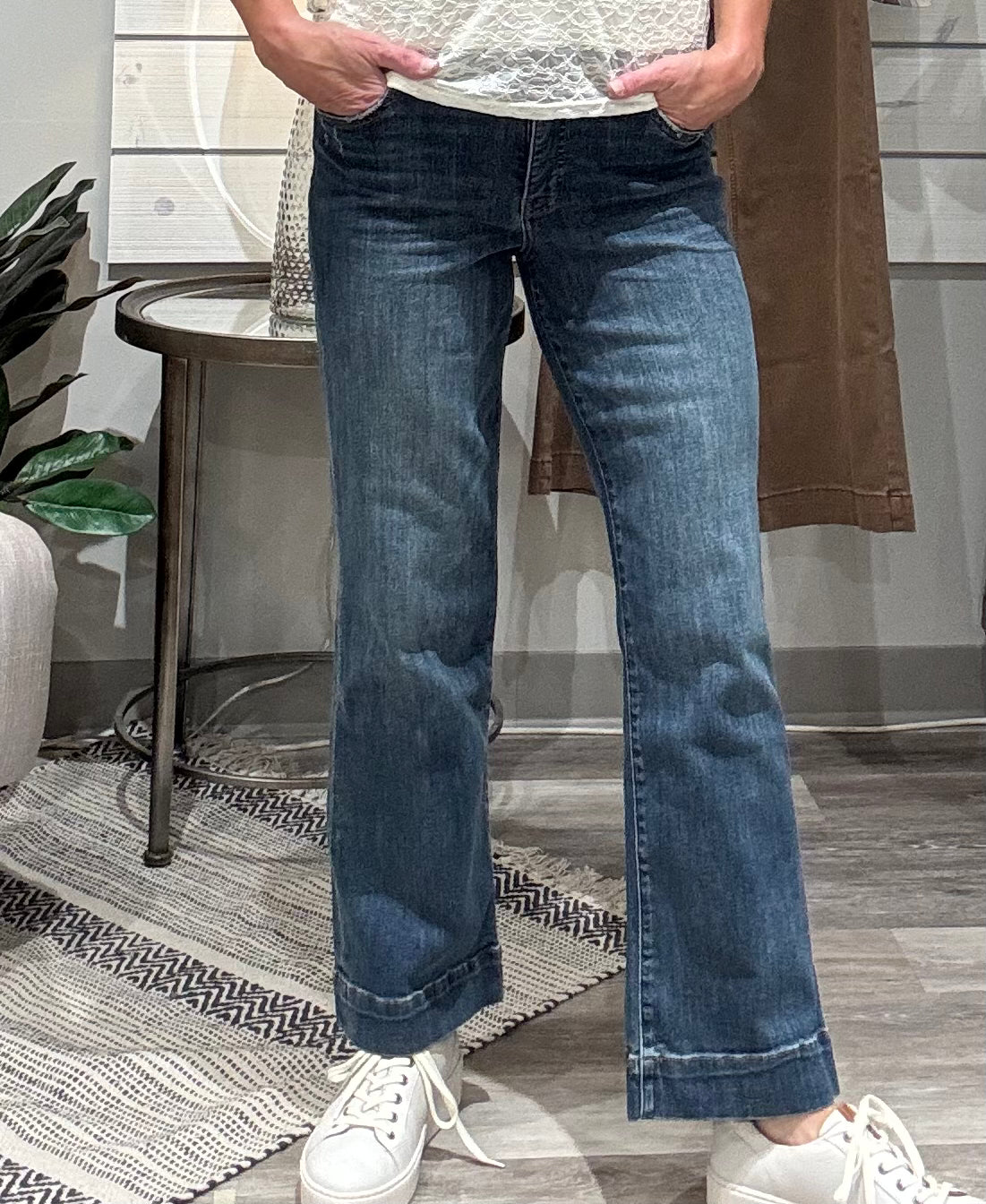 Kelsey High Rise Ankle Flare with Wide Hem Denim