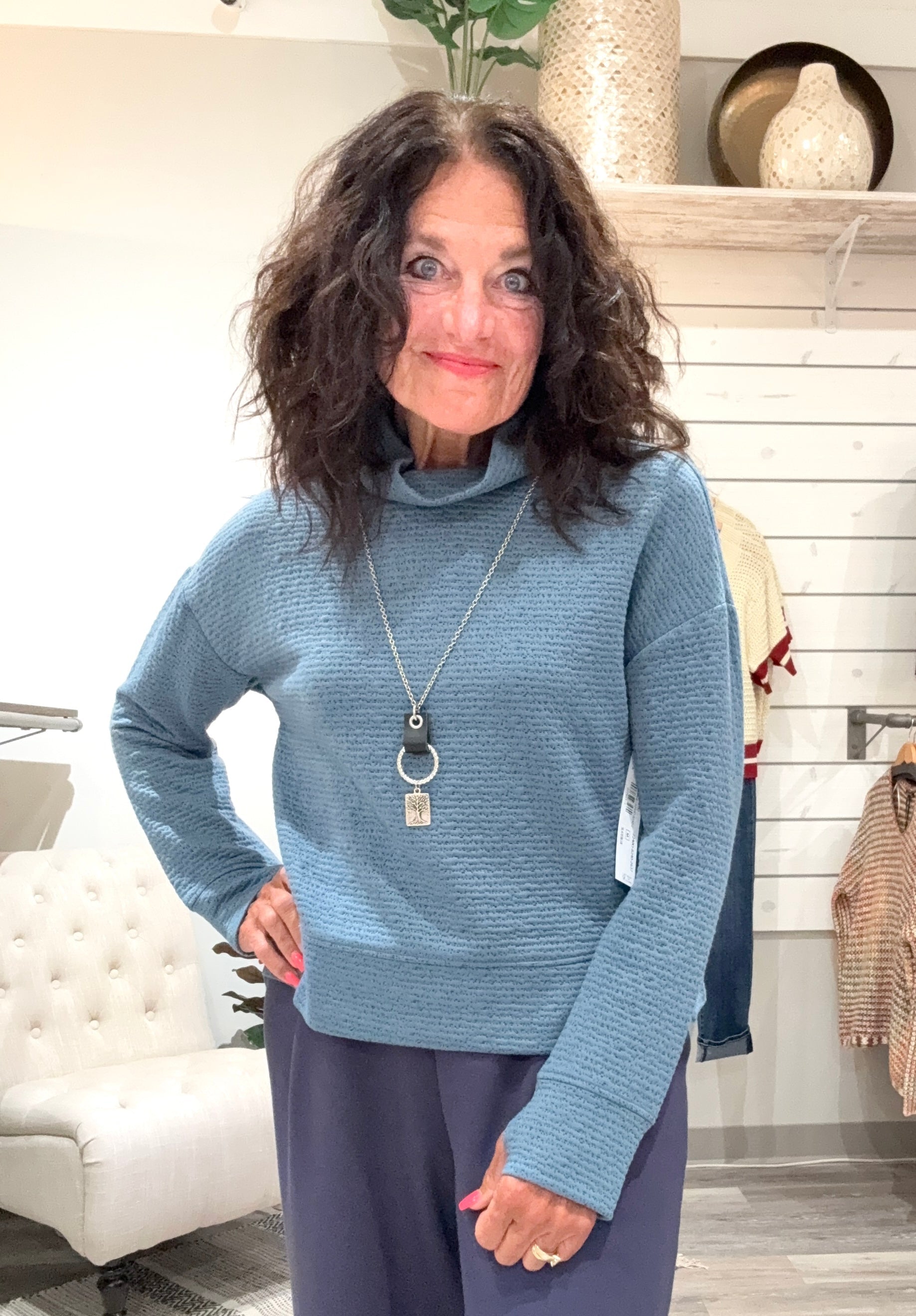 Long Sleeve Funnel Neck Top