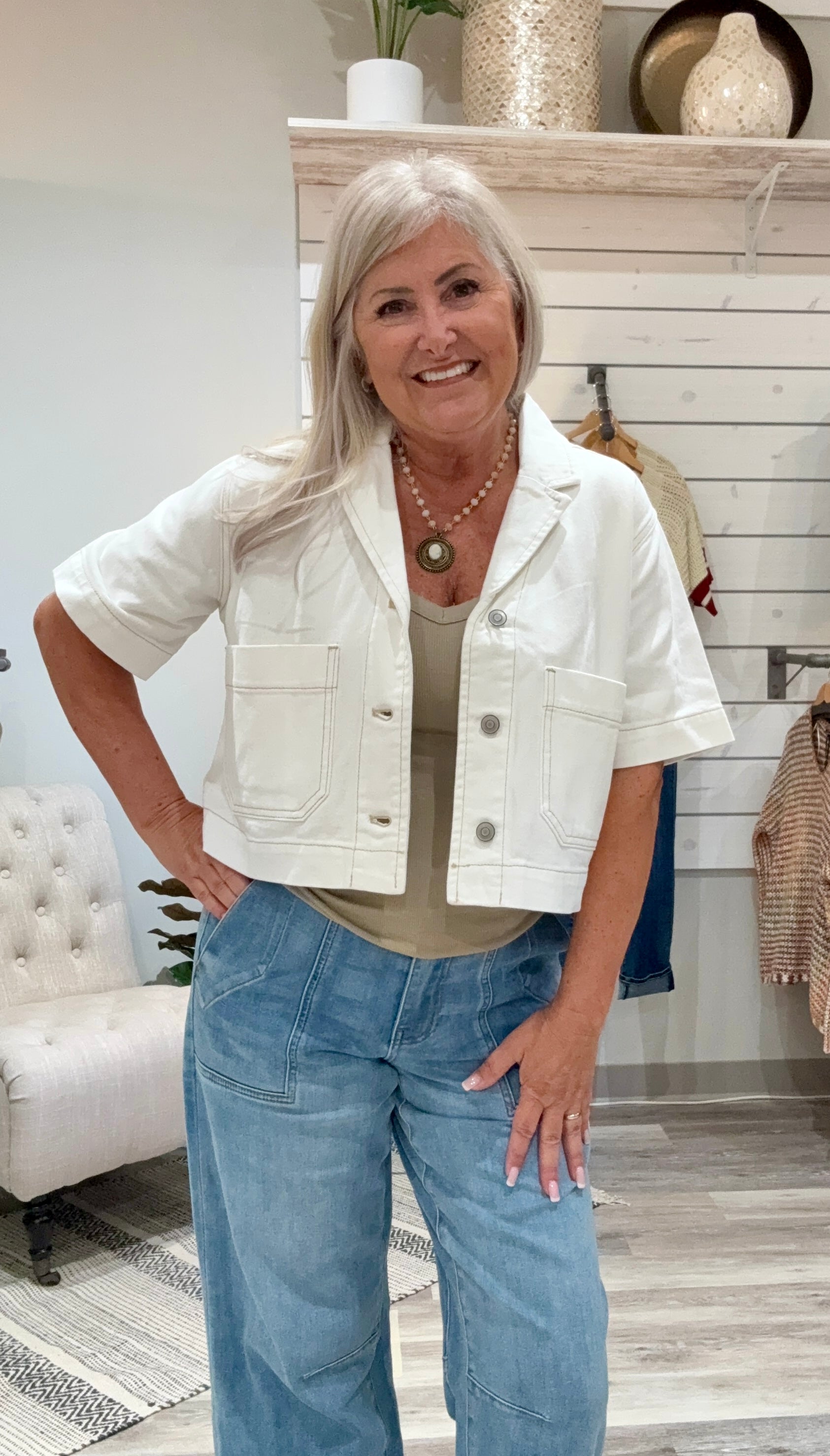 Short Sleeve Button Jacket