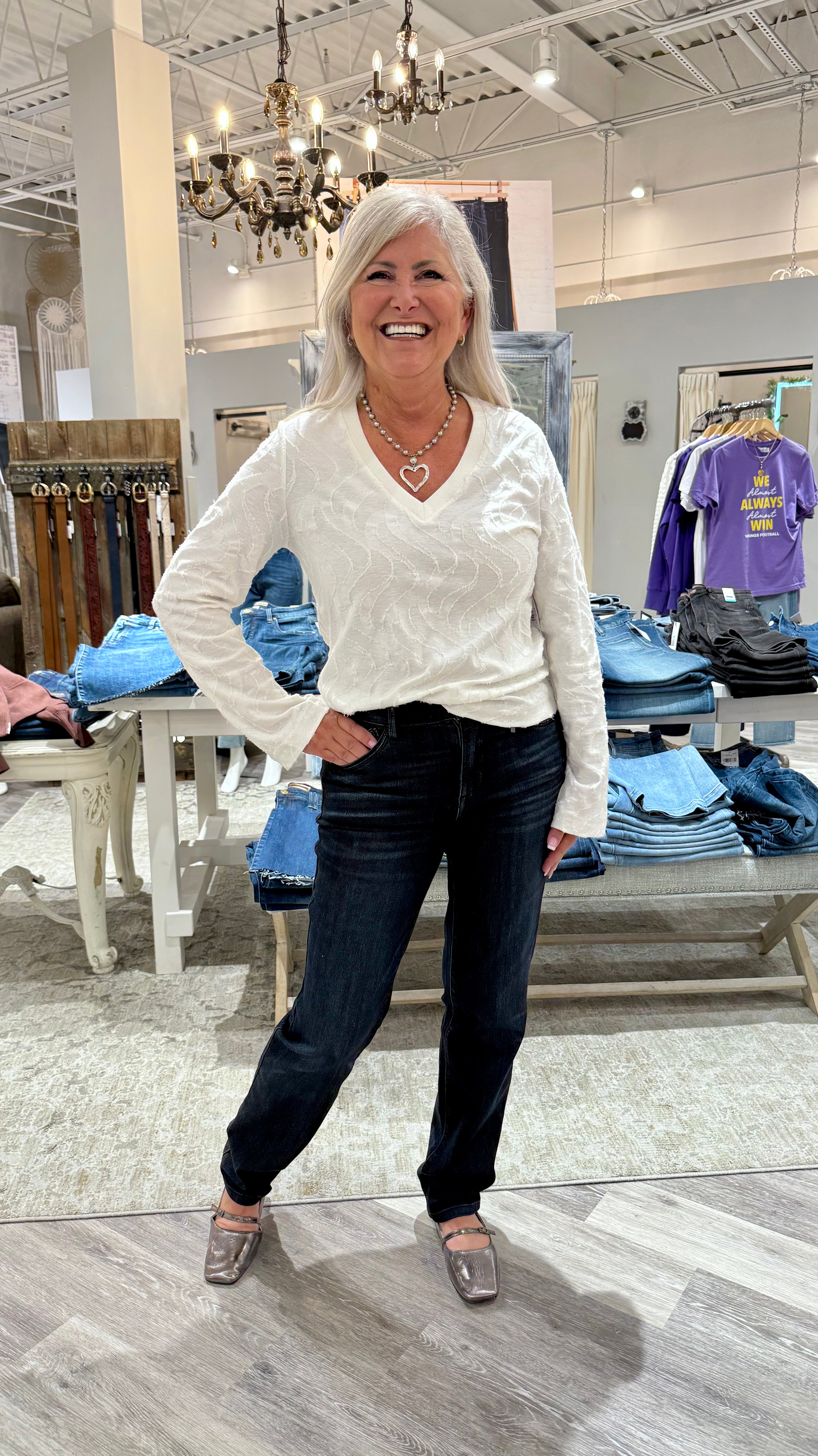 Long Sleeve V-Neck Top