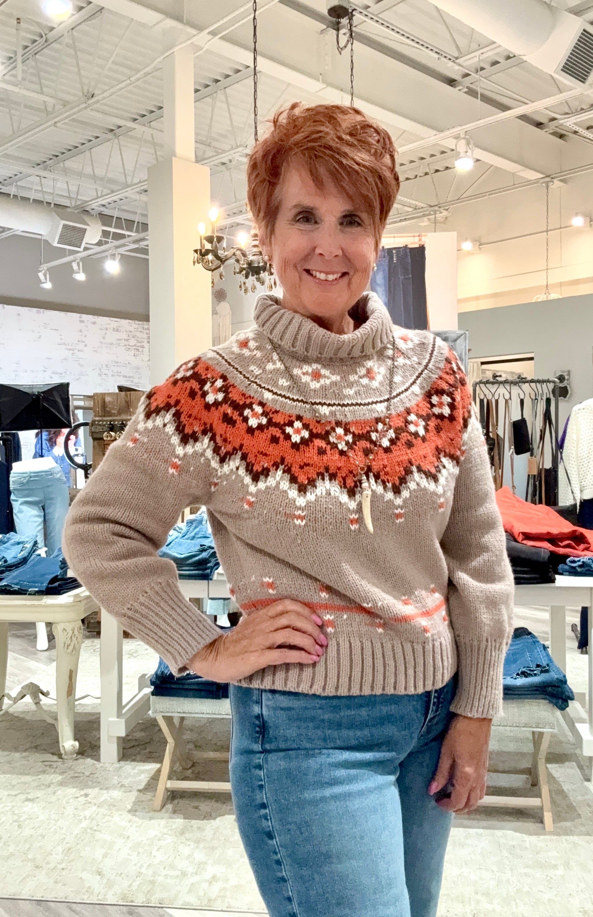 Long Sleeve Funnel Neck Sweater