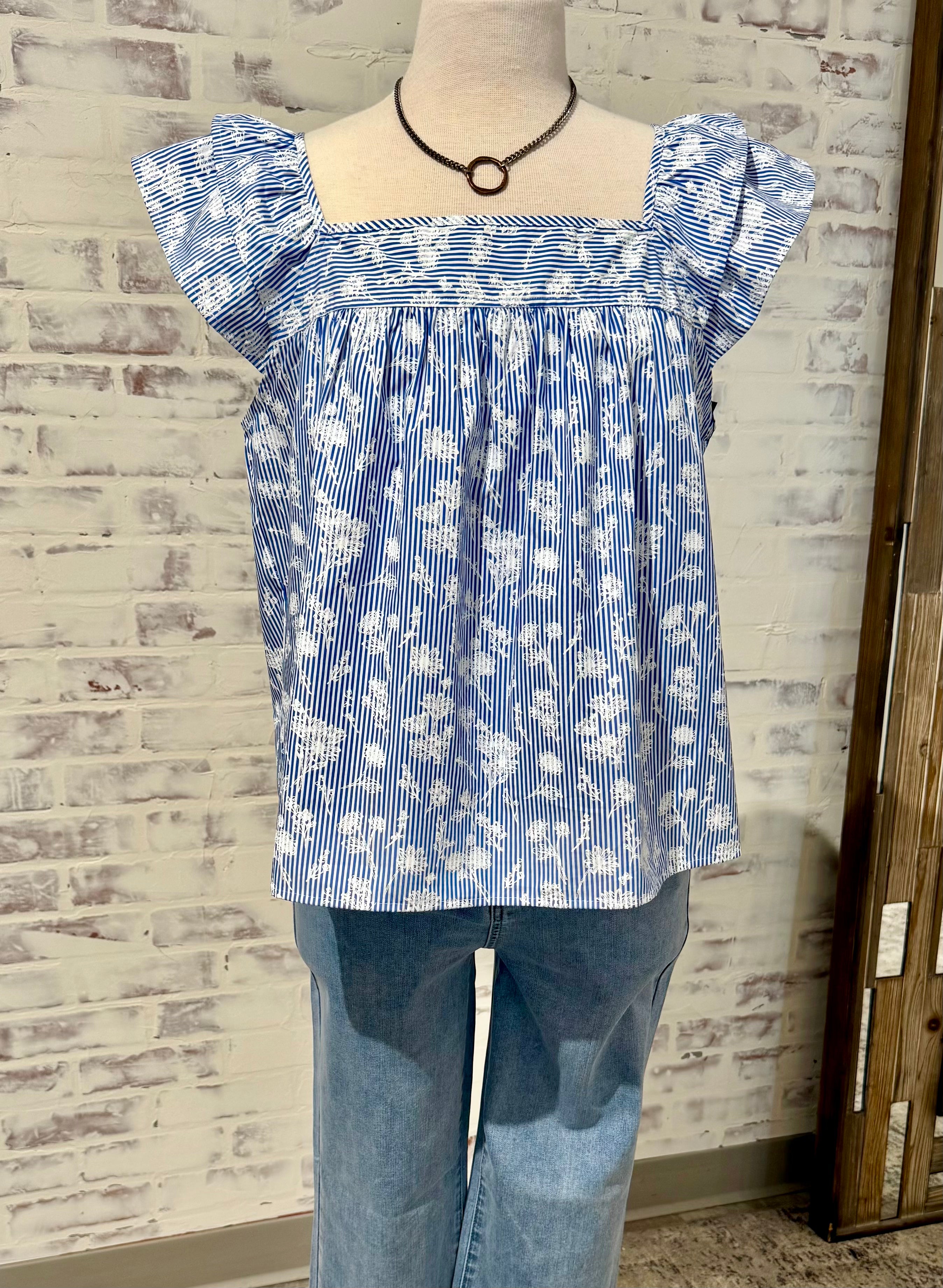 Flutter Sleeve Square Neck Top