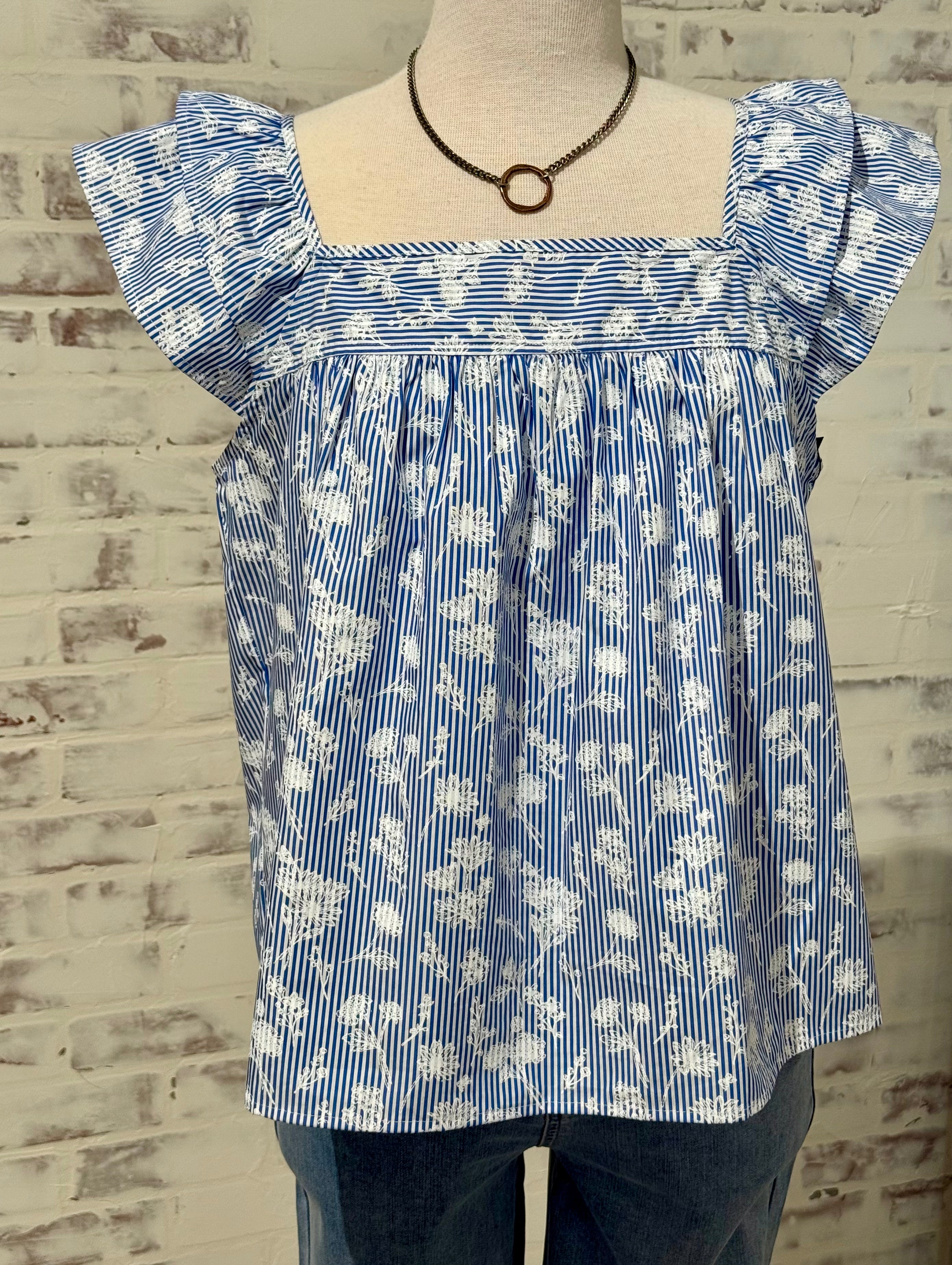 Flutter Sleeve Square Neck Top