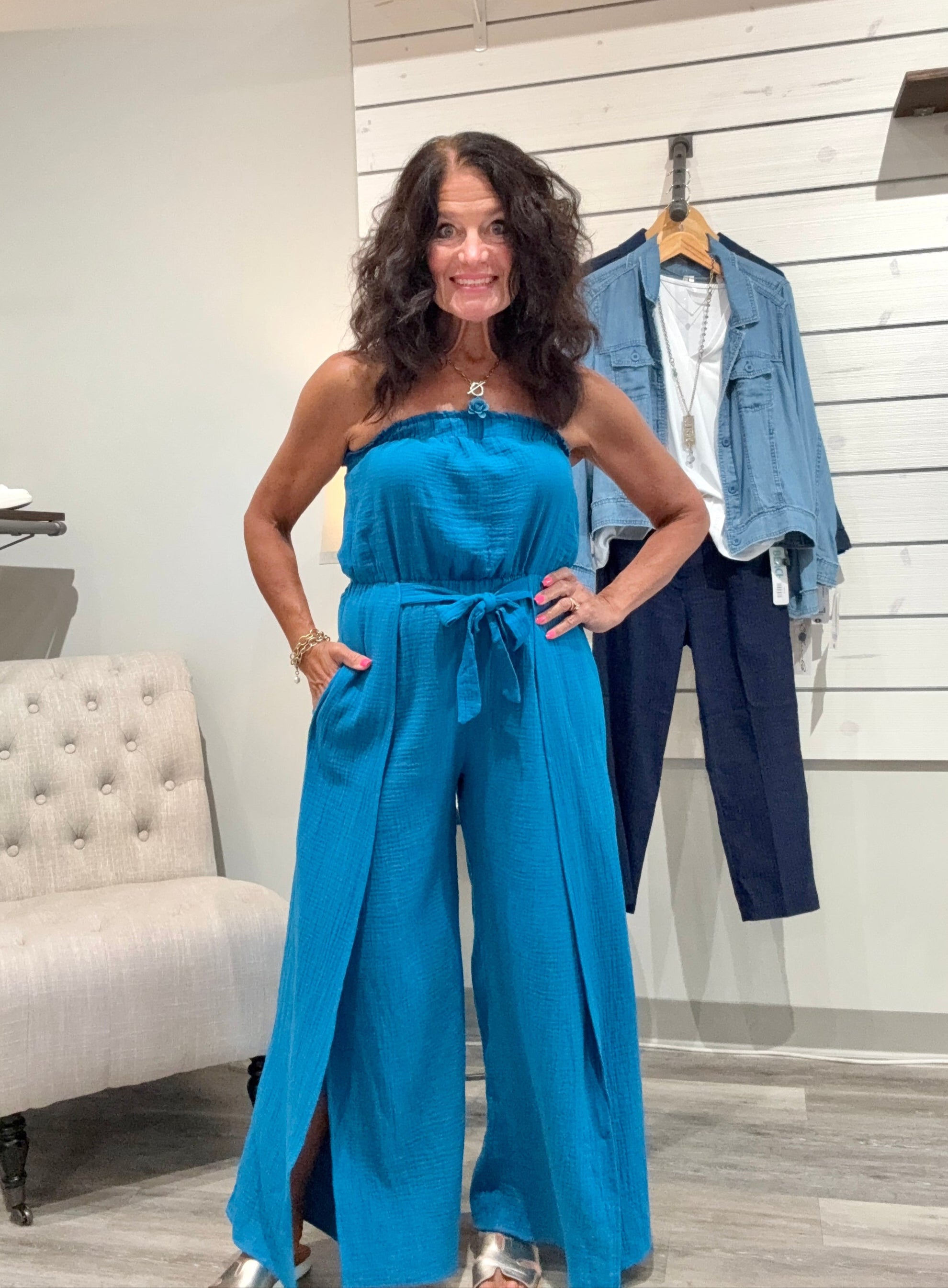 Bandeau Wrap Leg Jumpsuit