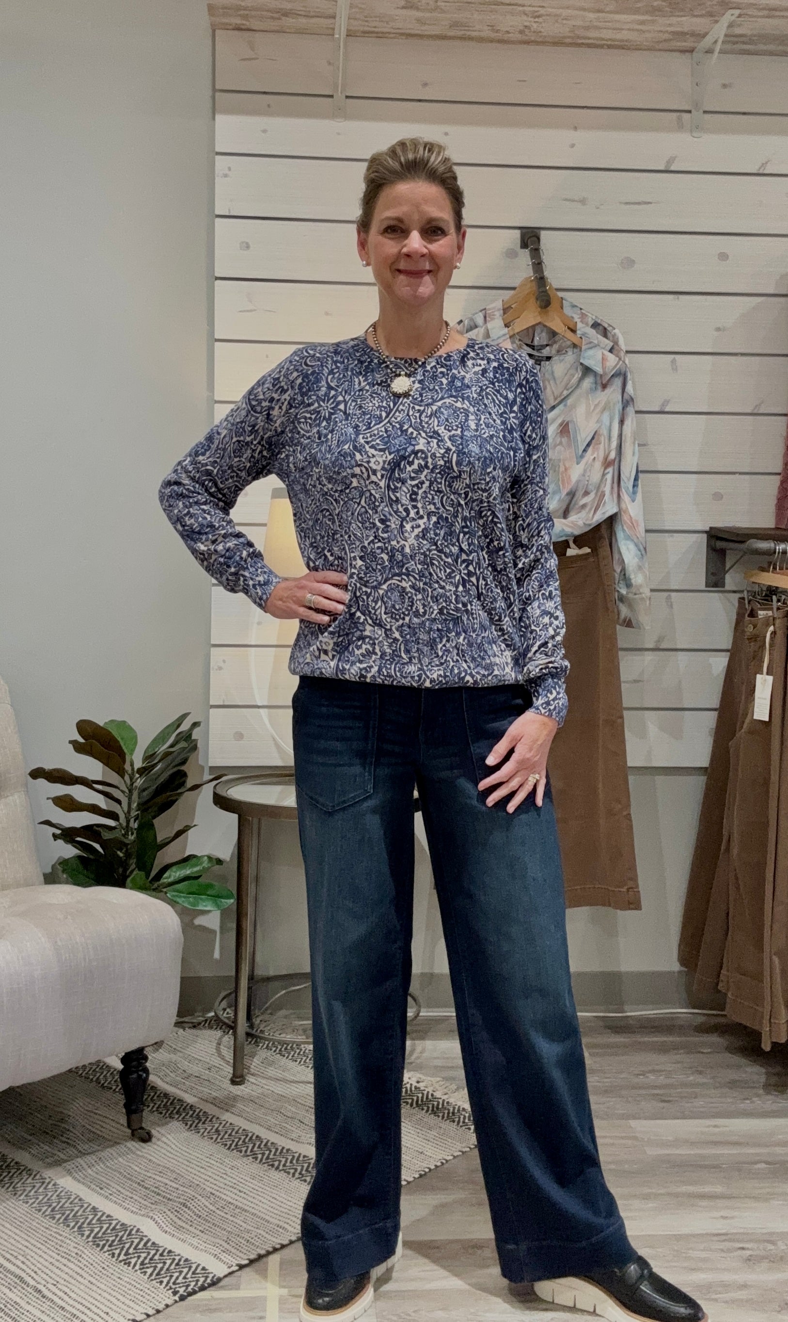 Patch Pocket Wide Leg Denim