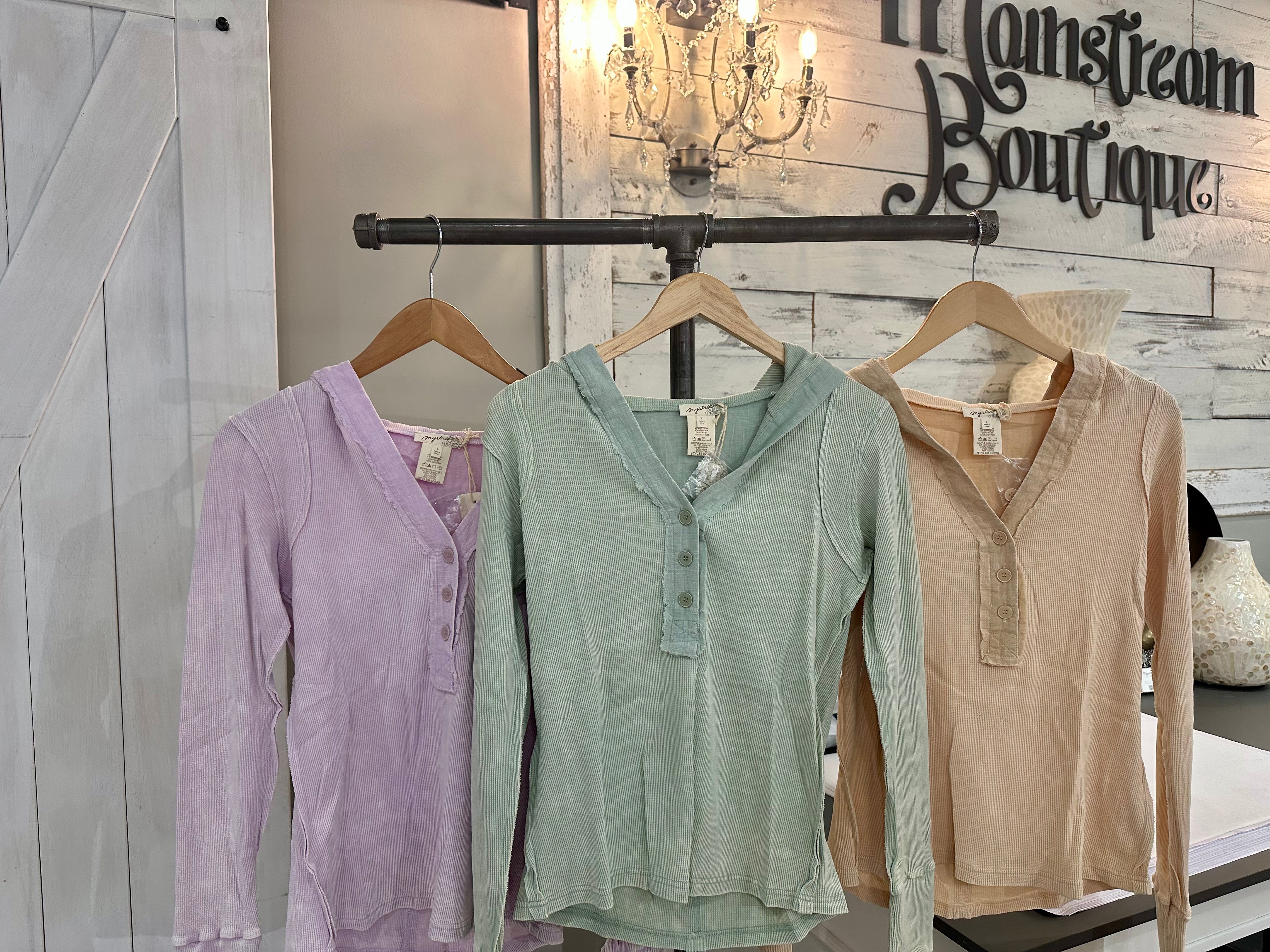 Washed Thermal Hoodie Top