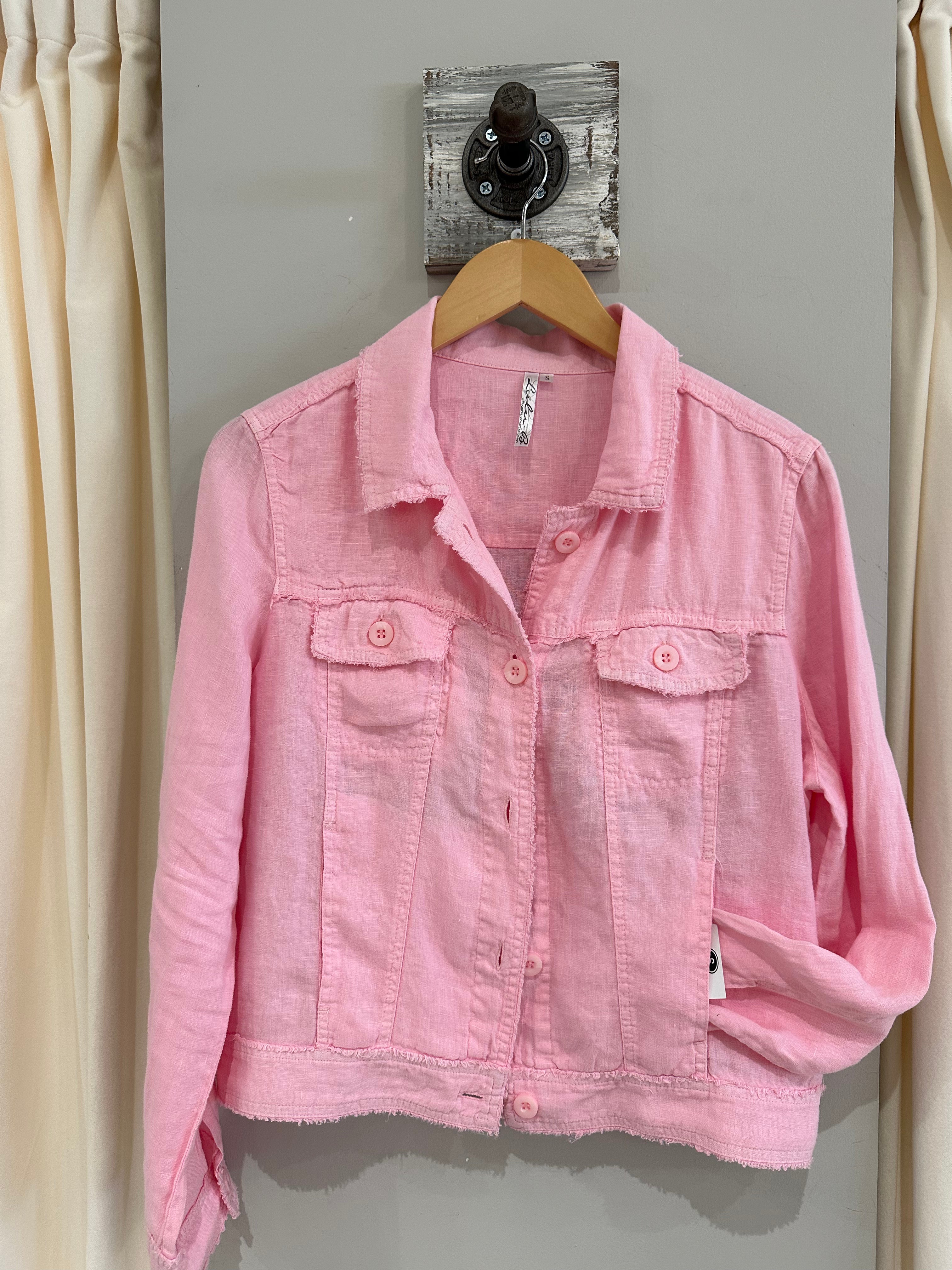 Linen Travel Jacket- Lulu B- Pink