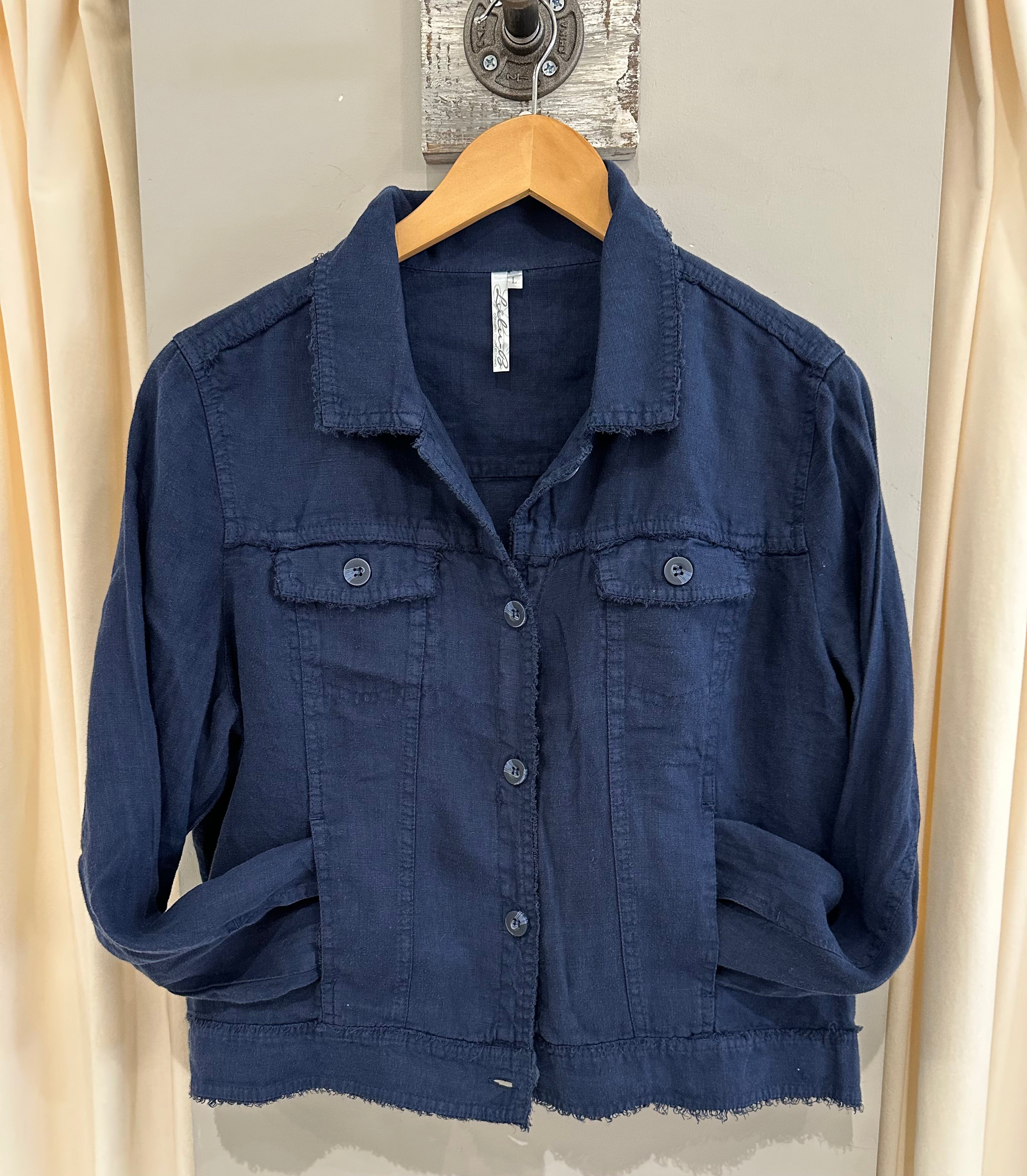 Linen Travel Jacket- Lulu B- Navy