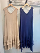 And The Why Washed Fringe Tiered Long Dress