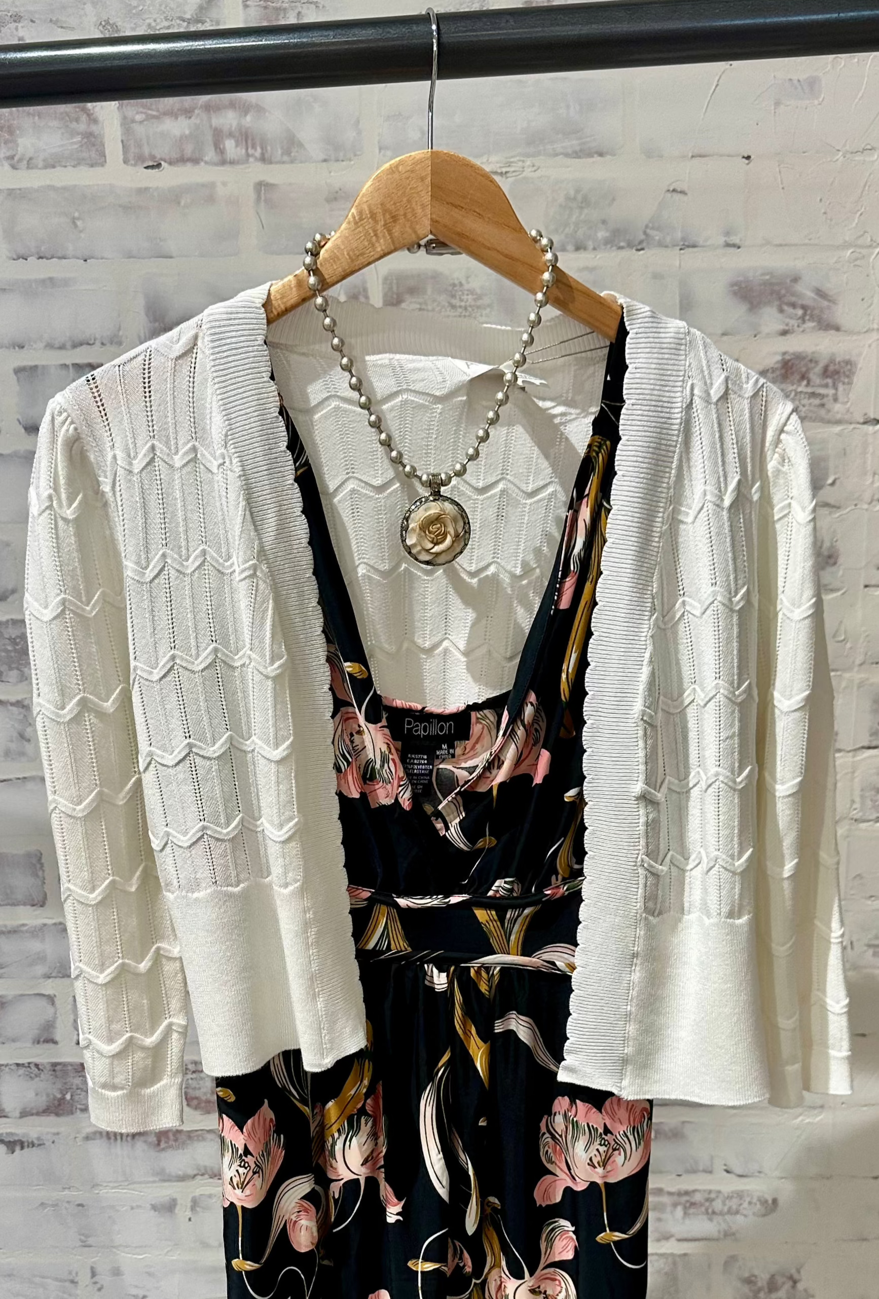 Pointelle Chevron Shrug- Cream