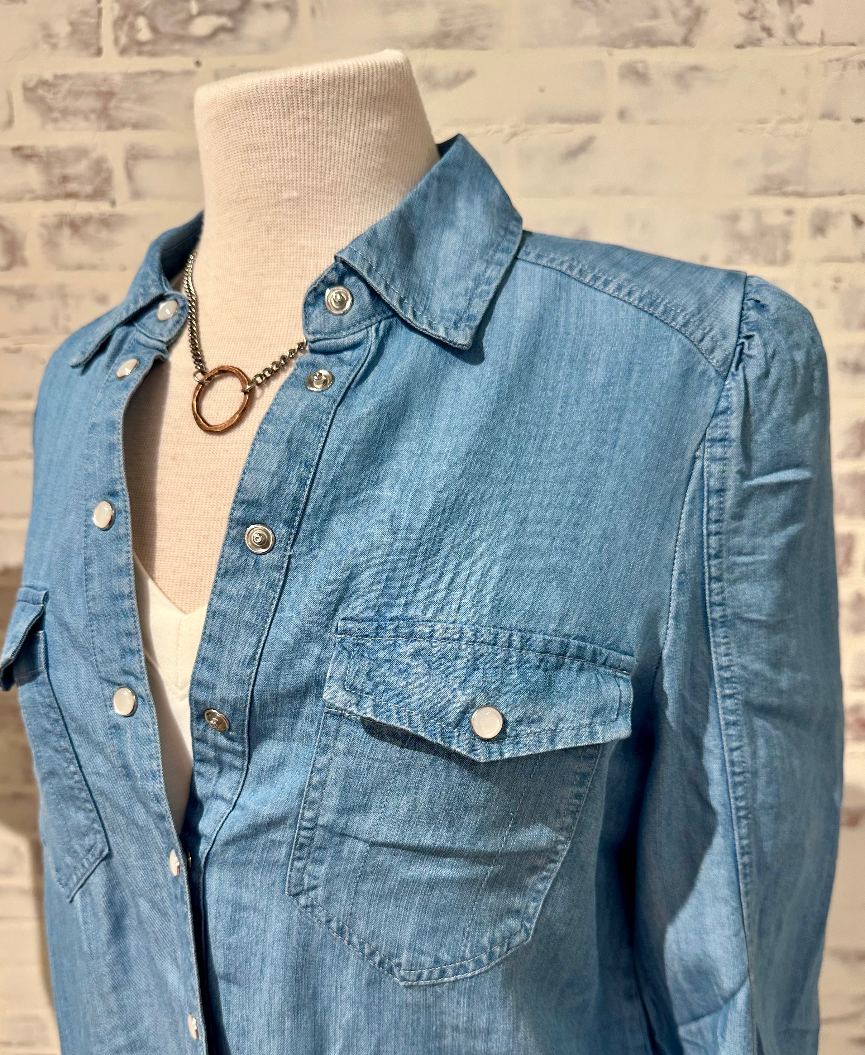 Lyocell Volume Sleeve Denim Shirt