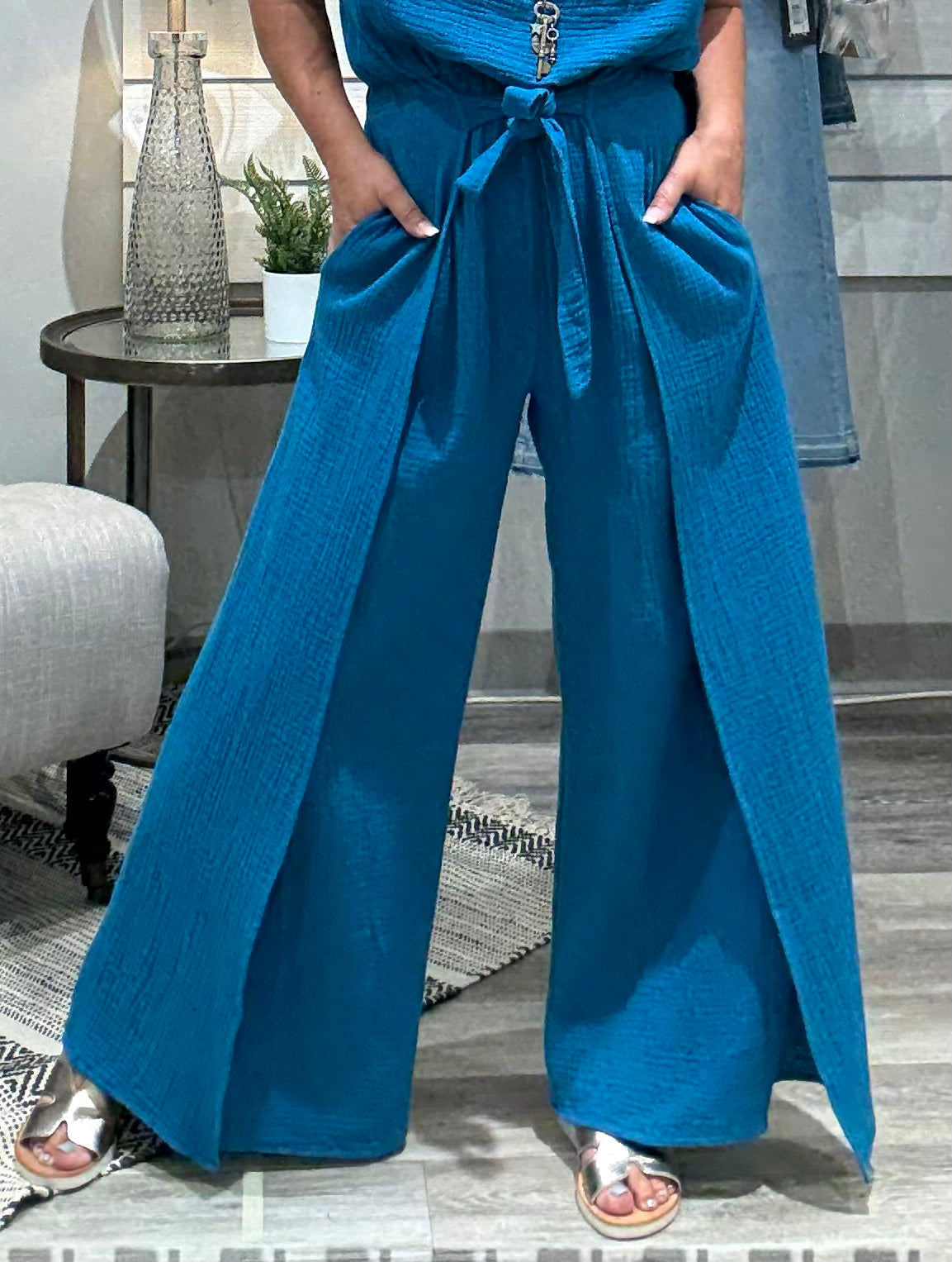 Bandeau Wrap Leg Jumpsuit