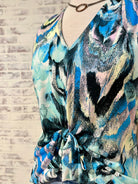 Clara Sun Woo Soft Knit Front Tie Sleeveless Floral