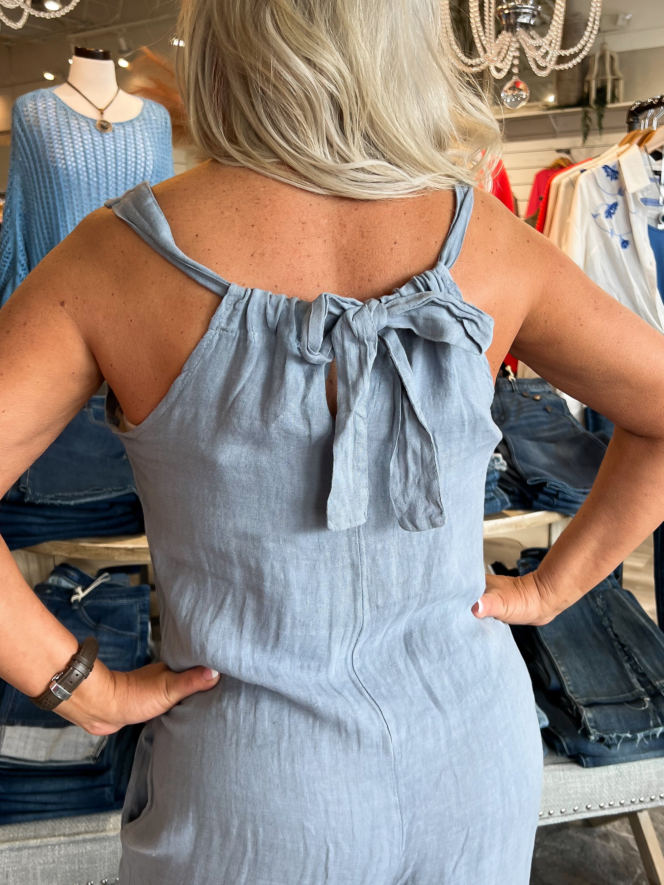 Mainstream Boutique Stillwater Women’s Linen Denim Jumpsuit