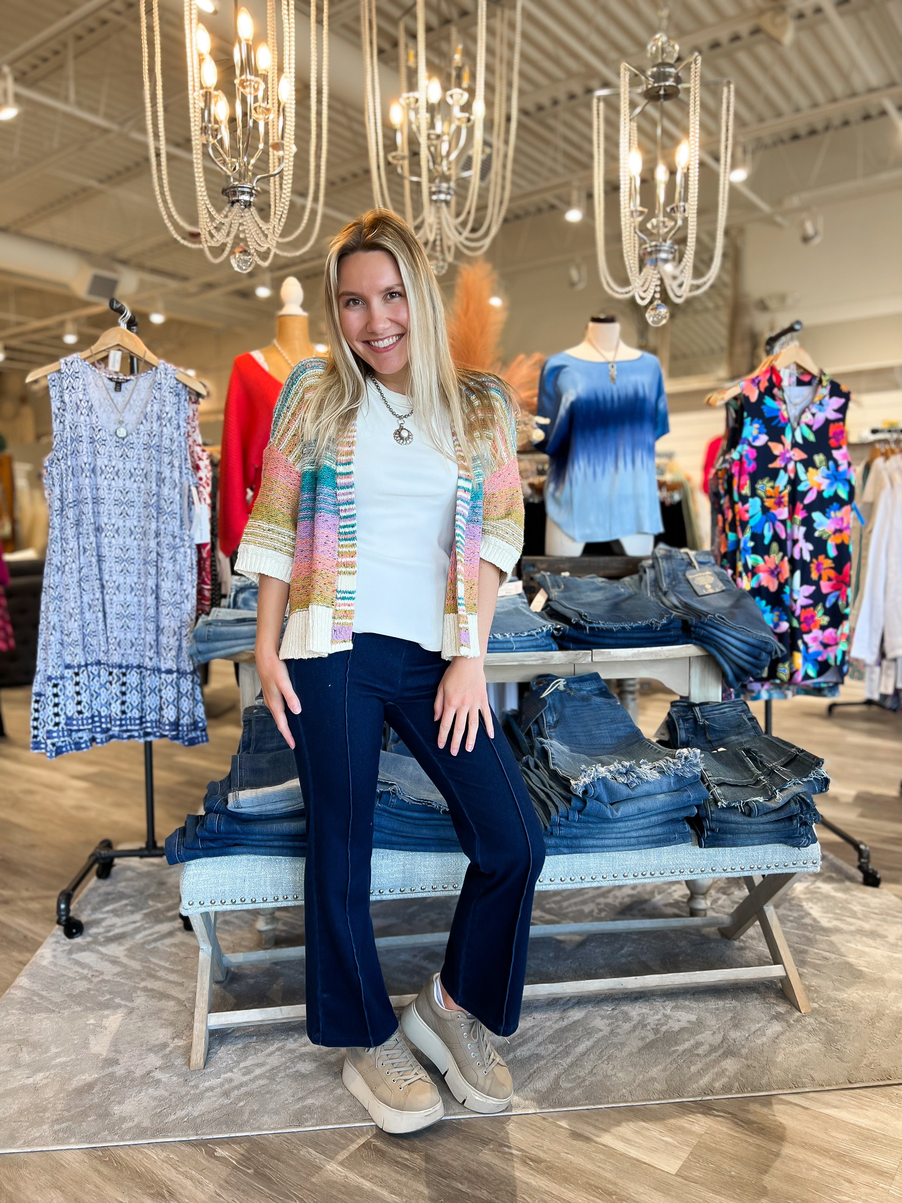 Mainstream Boutique Stillwater Women’s Mixed Elbow Sleeve Cardigan