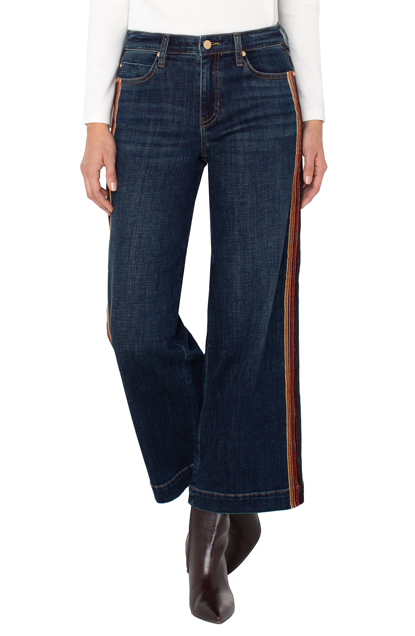 Stride Wide Leg with Velvet Trim Denim