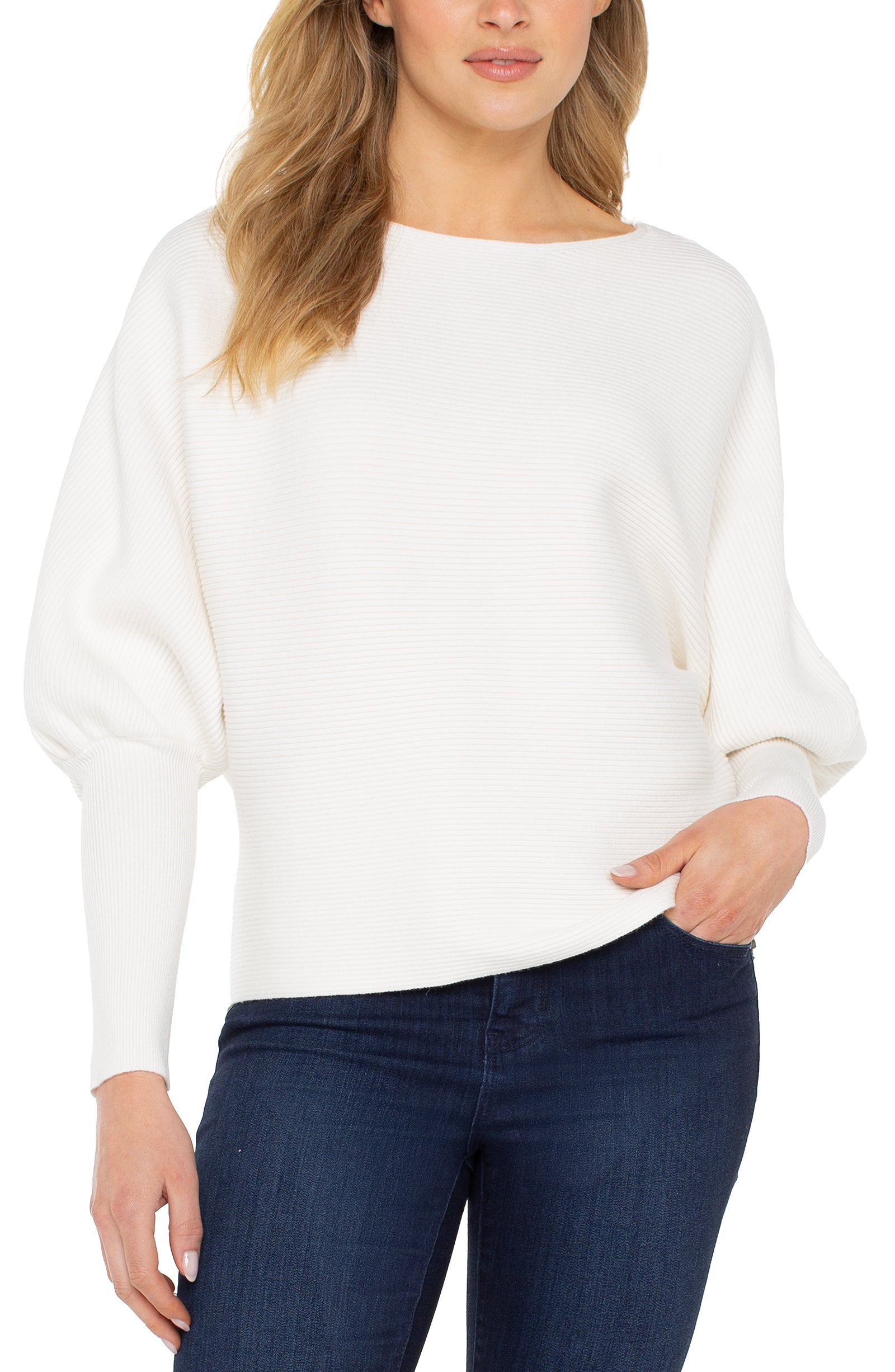 Long Sleeve Boat Neck Dolman Sweater
