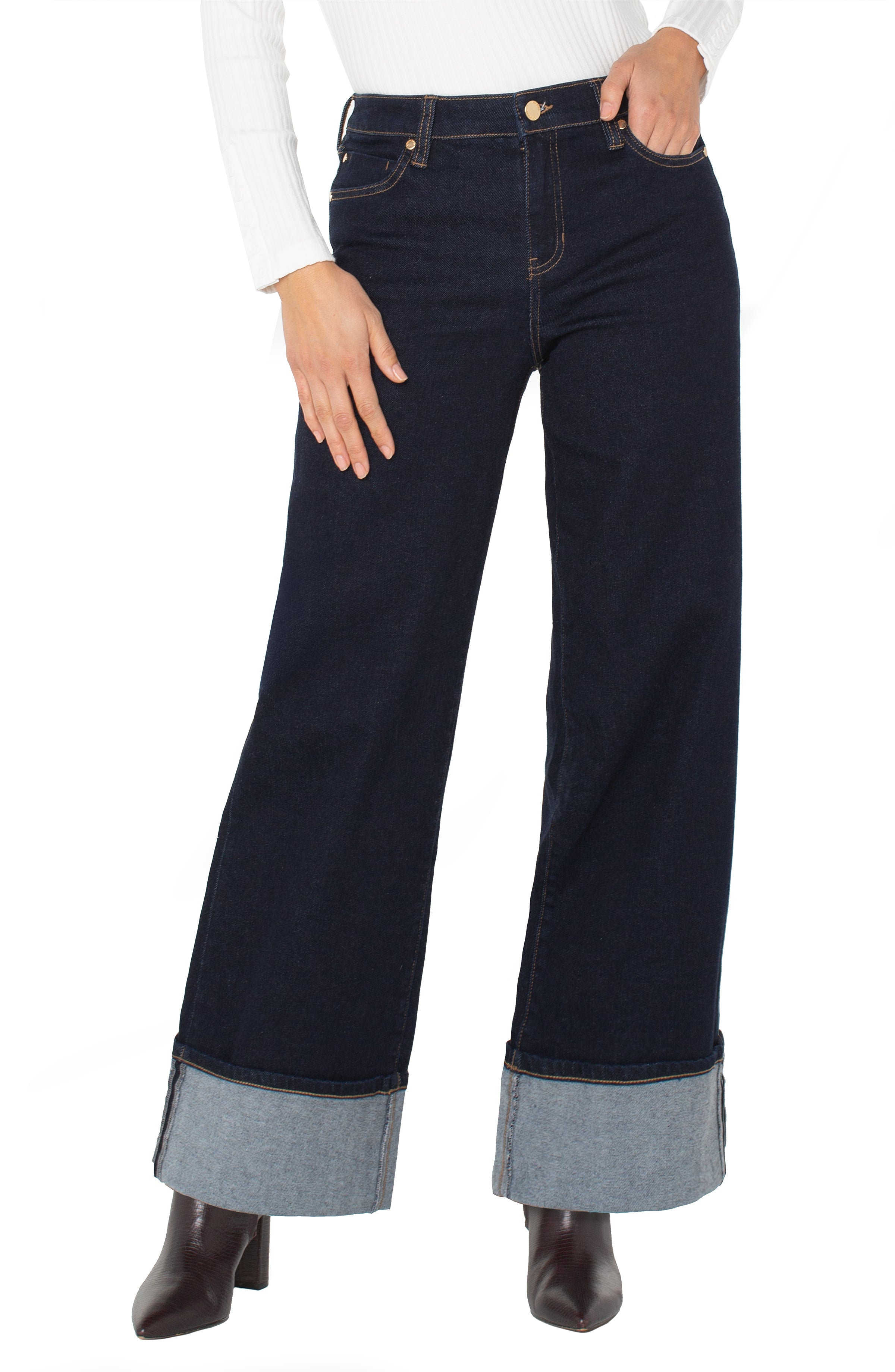 Morgan Cuffed Wide Leg Denim